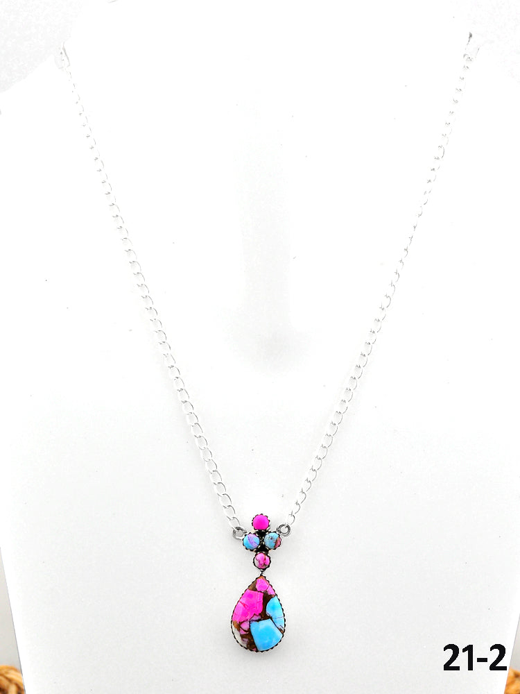 Southwest Made Cotton Candy Mohave & Sterling Silver Necklace