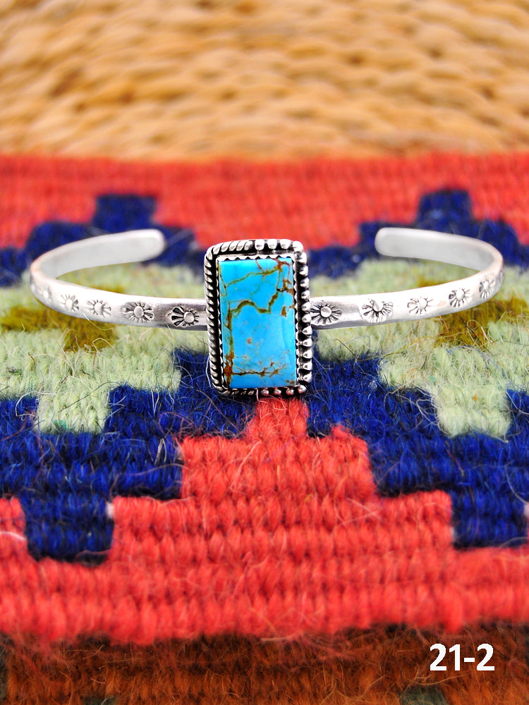 Southwest Handmade No.8 Turquoise & Sterling Silver Cuff Bracelet