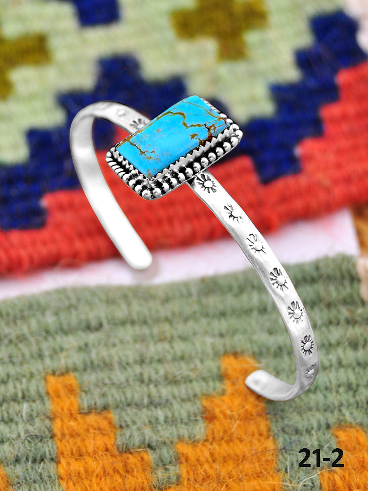 Southwest Handmade No.8 Turquoise & Sterling Silver Cuff Bracelet