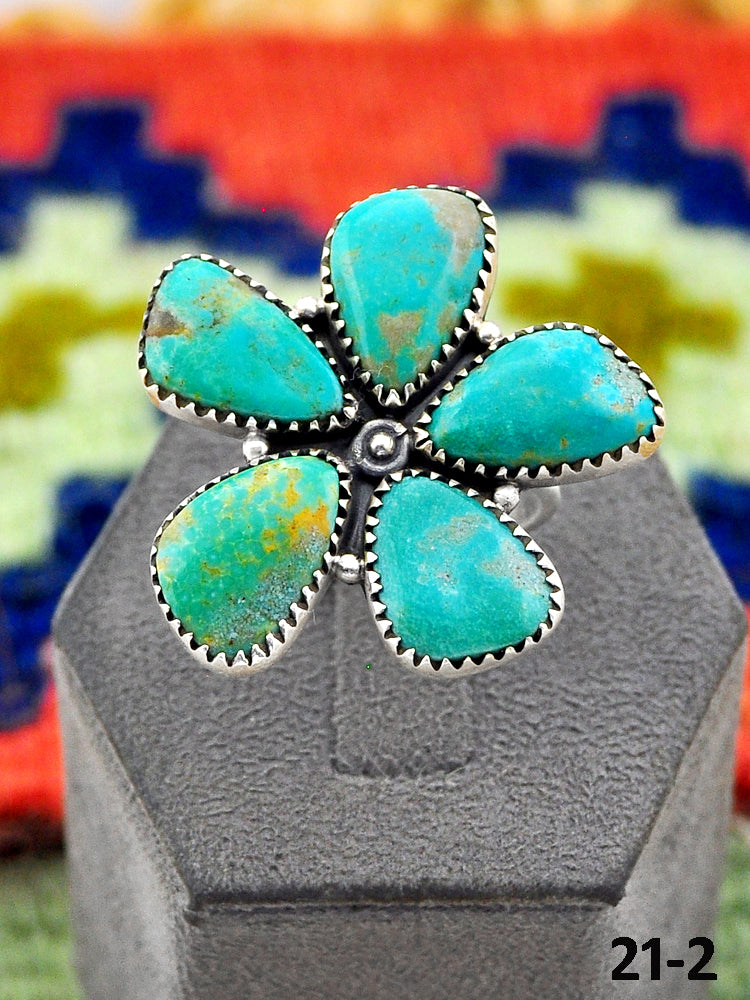 Southwest Handmade Santa Maria Turquoise & Sterling Silver Adjustable Ring