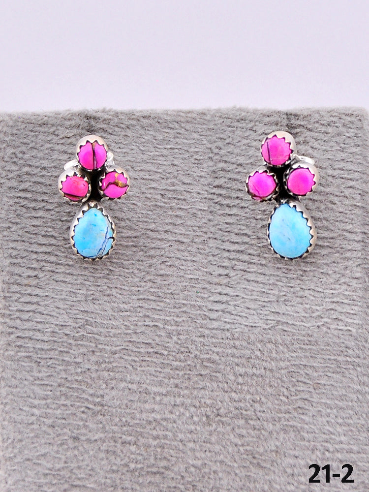 Southwest Made Cotton Candy Turquoise & Sterling Silver Post Earrings
