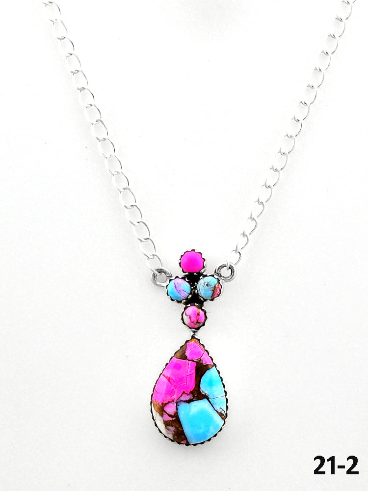 Southwest Made Cotton Candy Mohave & Sterling Silver Necklace