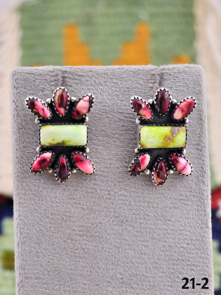 Southwest Made Multi Stone & Sterling Silver Post Earrings