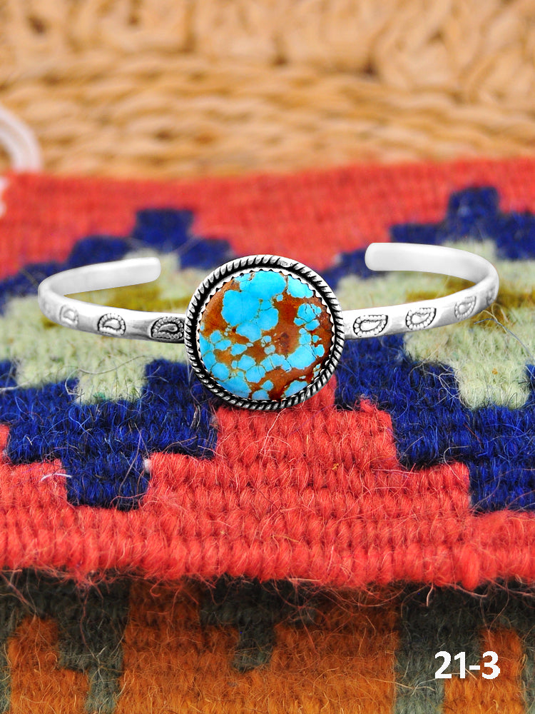 Southwest Handmade No.8 Turquoise & Sterling Silver Cuff Bracelet