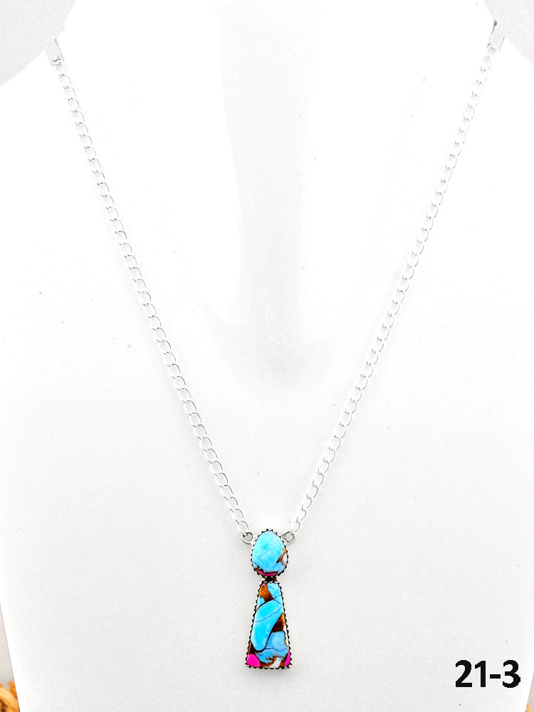 Southwest Made Cotton Candy Mohave & Sterling Silver Necklace