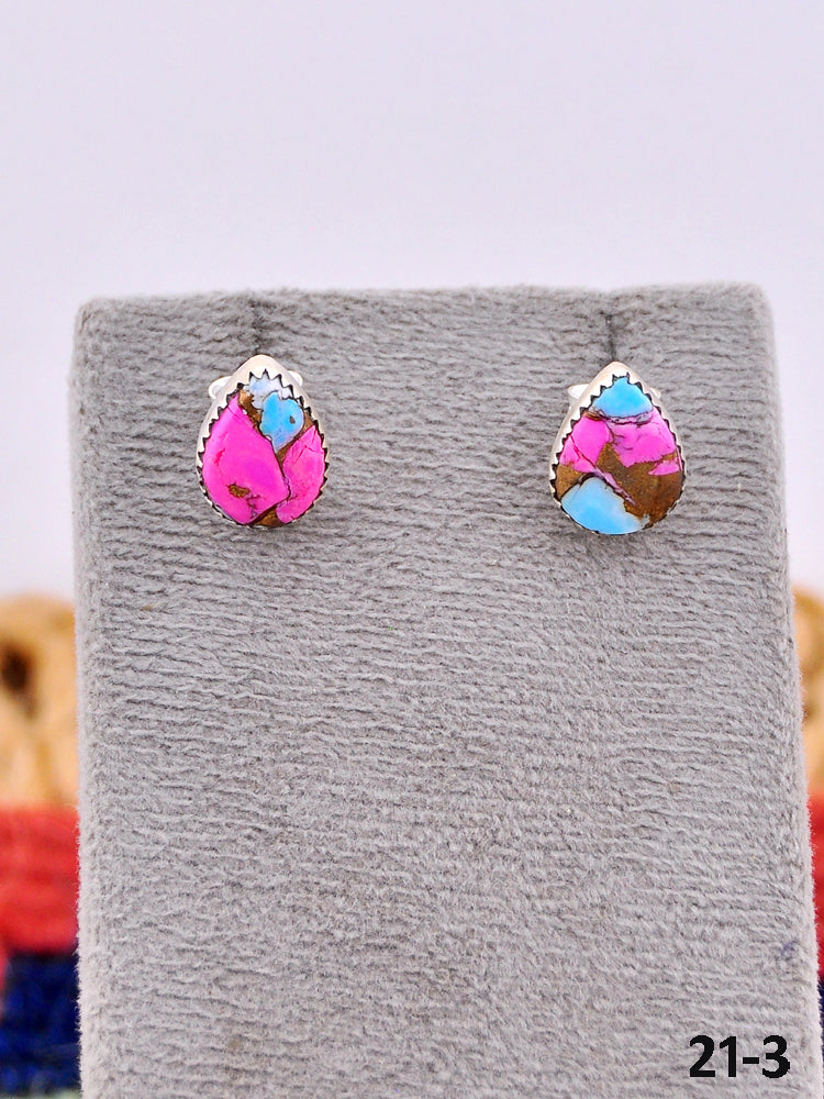 Southwest Made Cotton Candy Turquoise & Sterling Silver Post Earrings