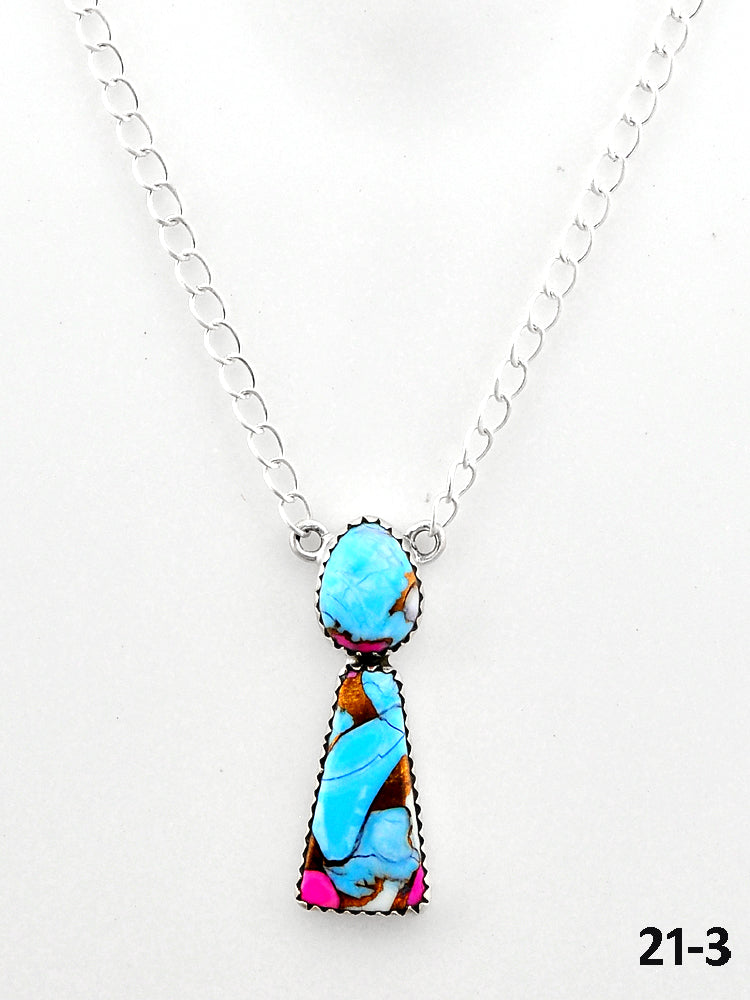 Southwest Made Cotton Candy Mohave & Sterling Silver Necklace