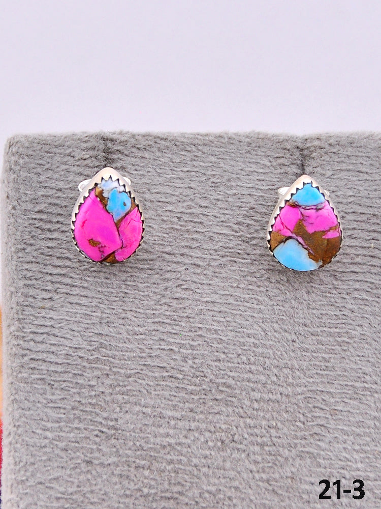 Southwest Made Cotton Candy Turquoise & Sterling Silver Post Earrings