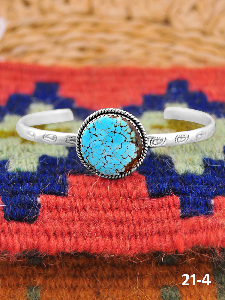 Southwest Handmade No.8 Turquoise & Sterling Silver Cuff Bracelet