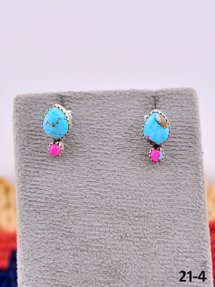 Southwest Made Cotton Candy Turquoise & Sterling Silver Post Earrings