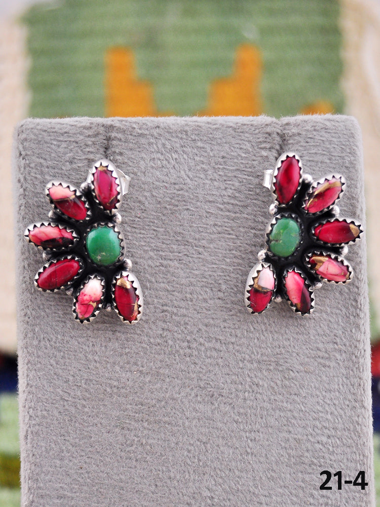 Southwest Made Multi Stone & Sterling Silver Post Earrings