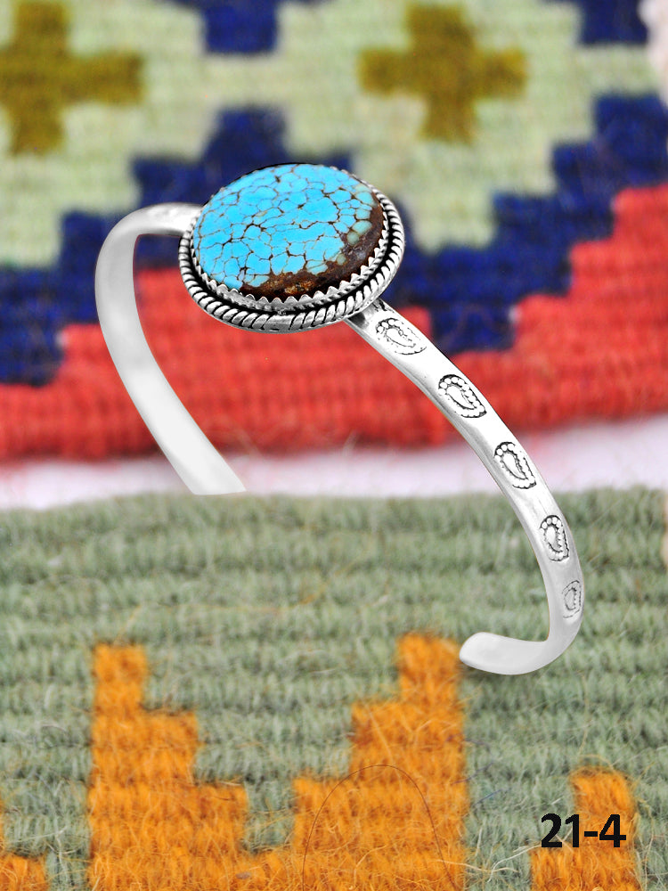 Southwest Handmade No.8 Turquoise & Sterling Silver Cuff Bracelet