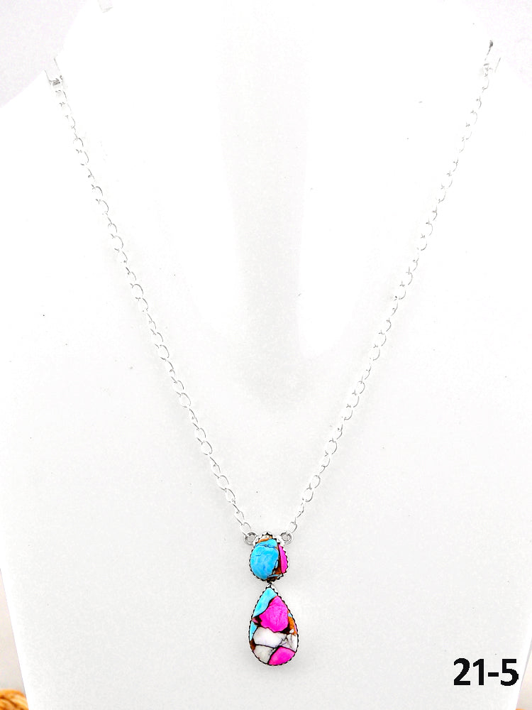 Southwest Made Cotton Candy Mohave & Sterling Silver Necklace