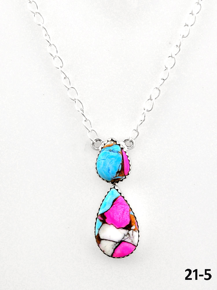 Southwest Made Cotton Candy Mohave & Sterling Silver Necklace