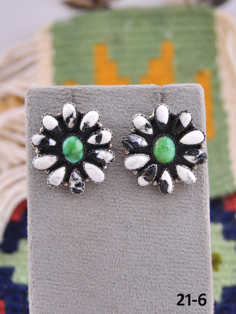 Southwest Made Multi Stone & Sterling Silver Post Earrings