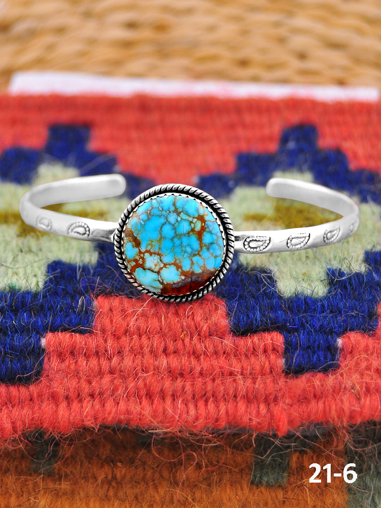Southwest Handmade No.8 Turquoise & Sterling Silver Cuff Bracelet