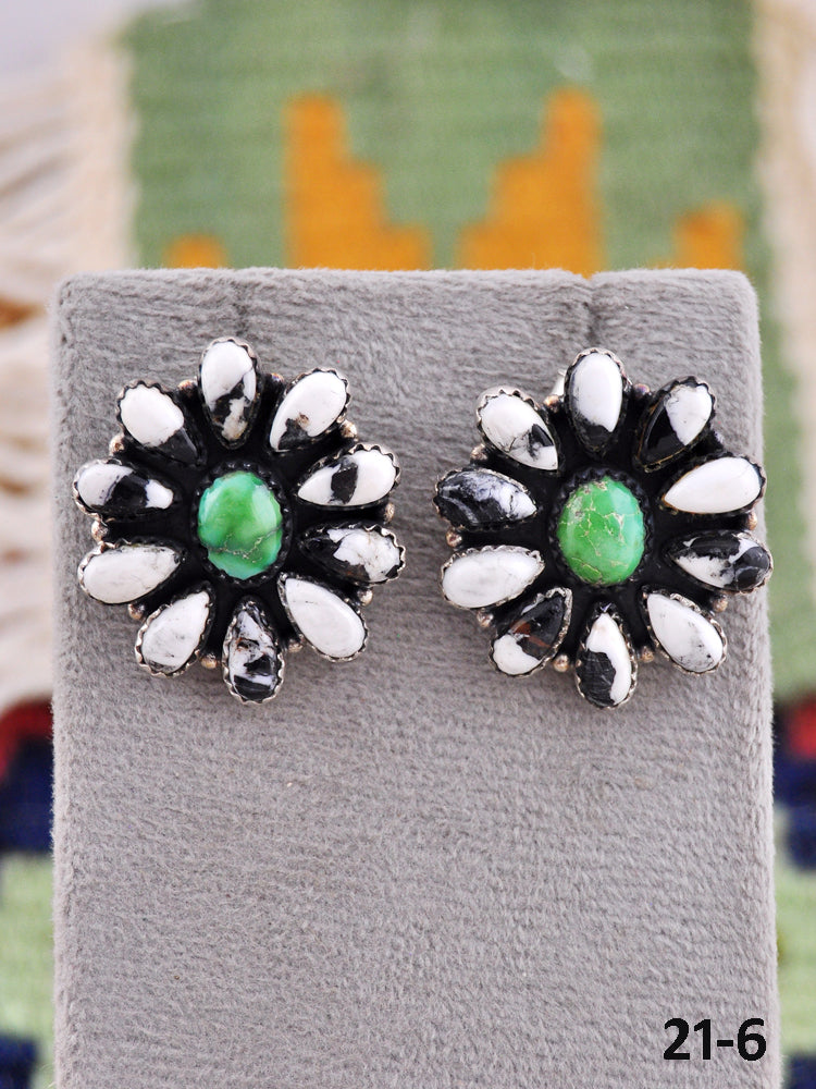 Southwest Made Multi Stone & Sterling Silver Post Earrings