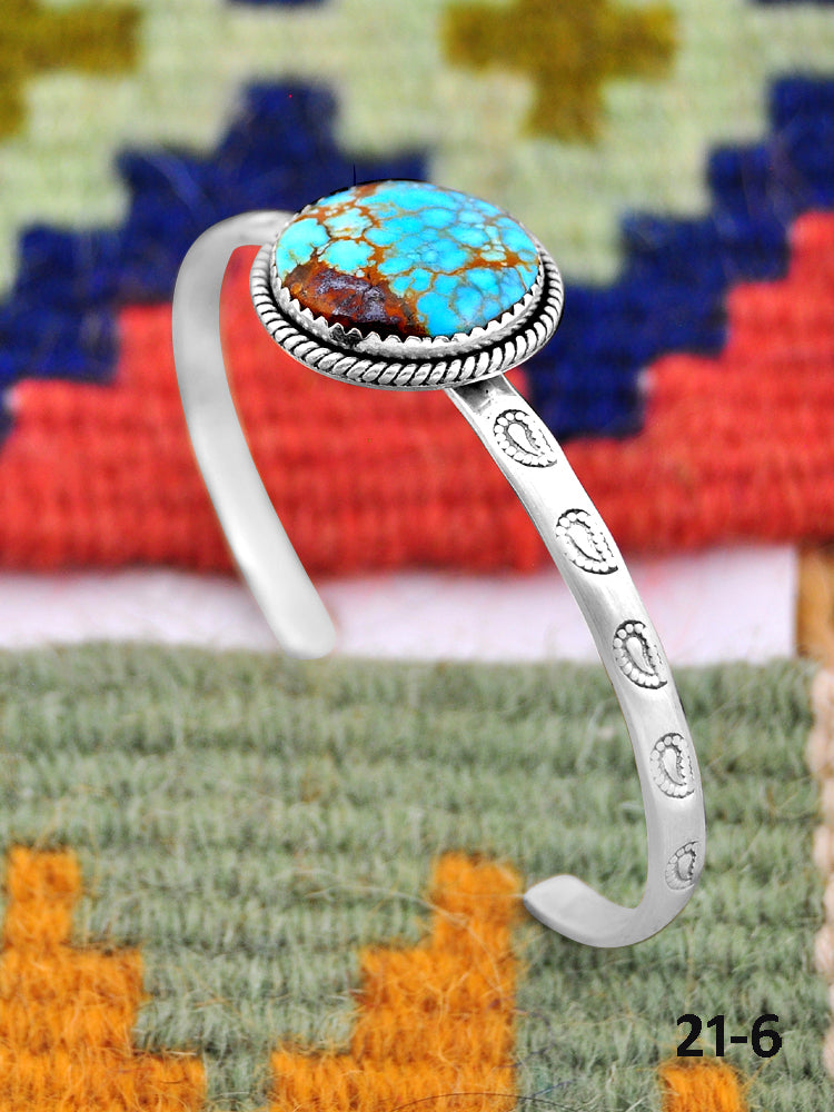 Southwest Handmade No.8 Turquoise & Sterling Silver Cuff Bracelet