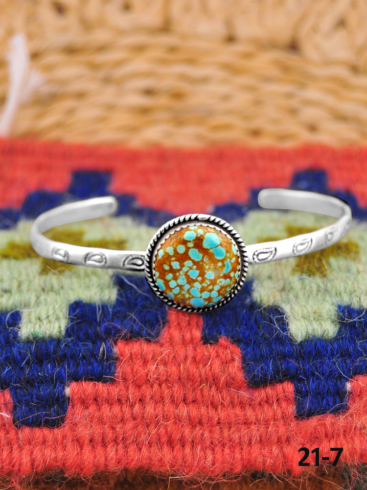 Southwest Handmade No.8 Turquoise & Sterling Silver Cuff Bracelet