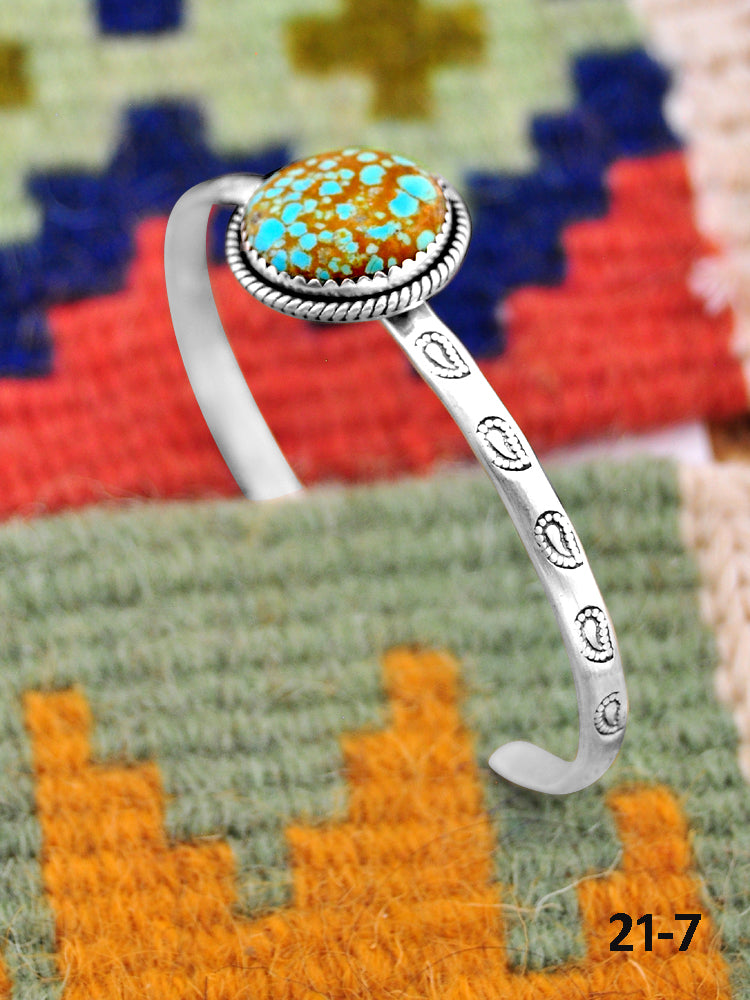 Southwest Handmade No.8 Turquoise & Sterling Silver Cuff Bracelet