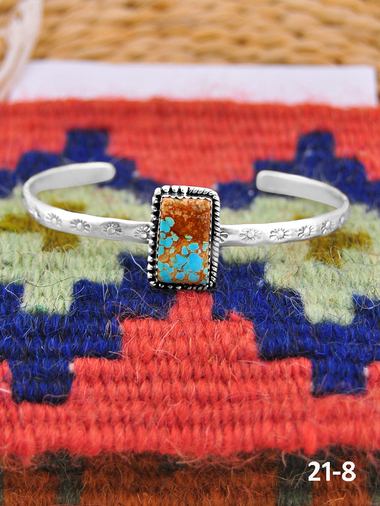 Southwest Handmade No.8 Turquoise & Sterling Silver Cuff Bracelet