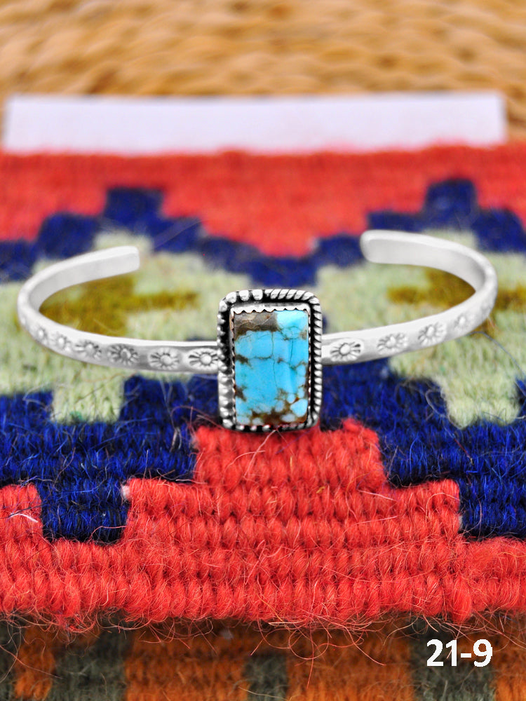 Southwest Handmade No.8 Turquoise & Sterling Silver Cuff Bracelet