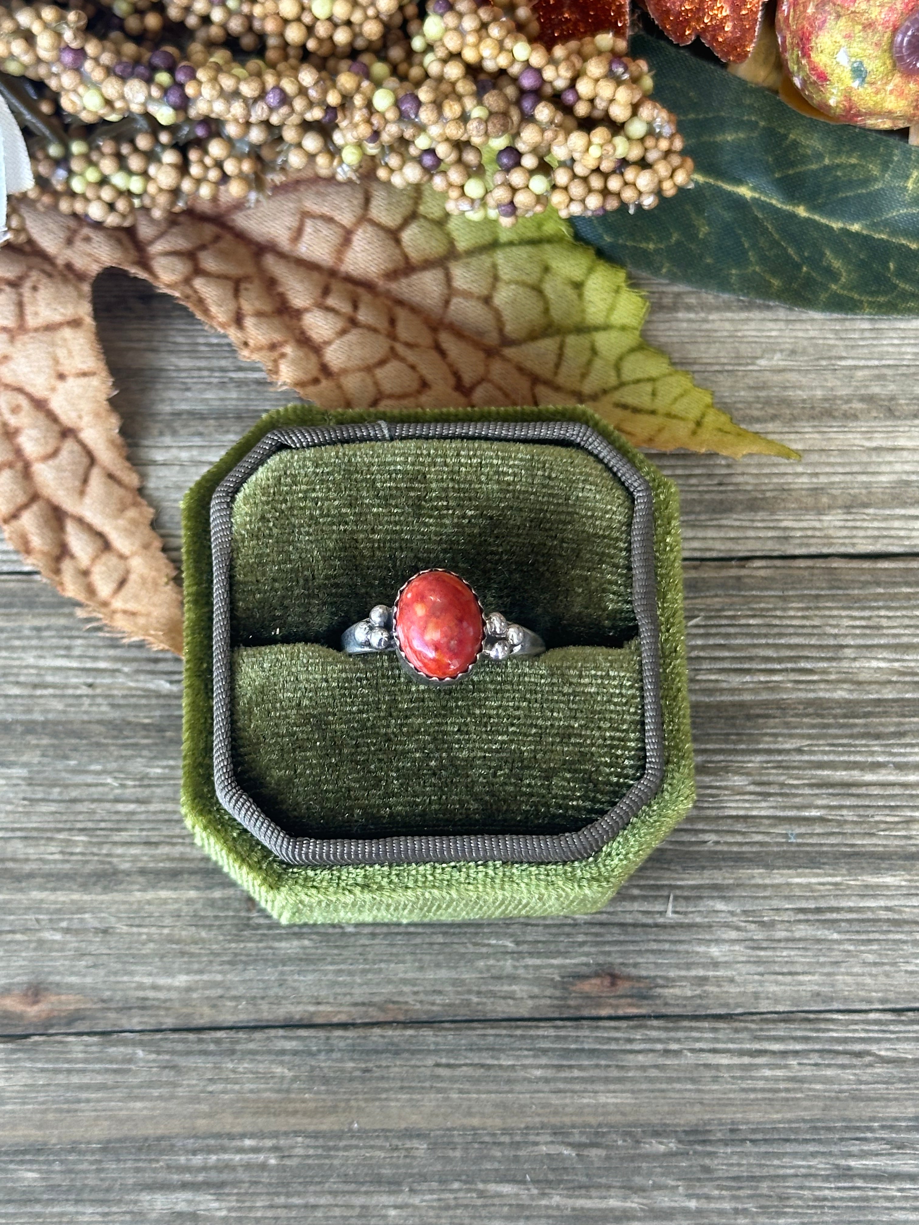 Navajo Made Spiny Oyster & Sterling Silver Ring