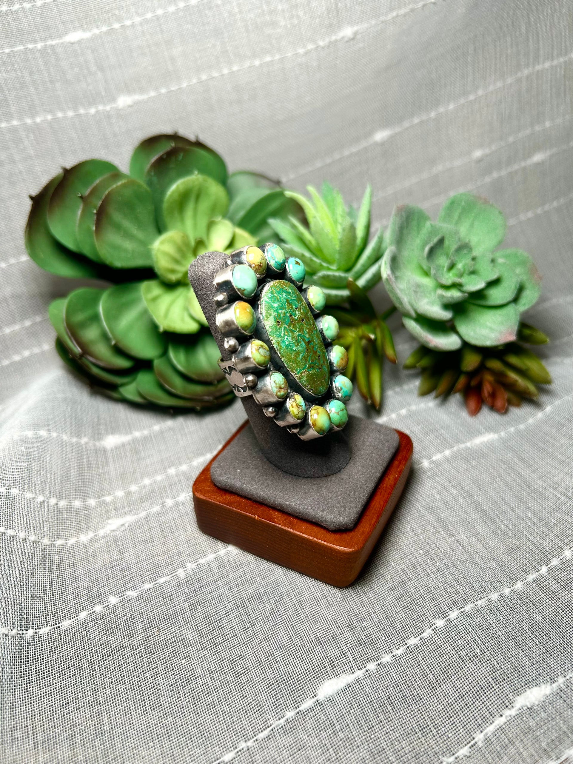 Amos Jake Nevada Turquoise & Sterling Silver Adjustable Ring