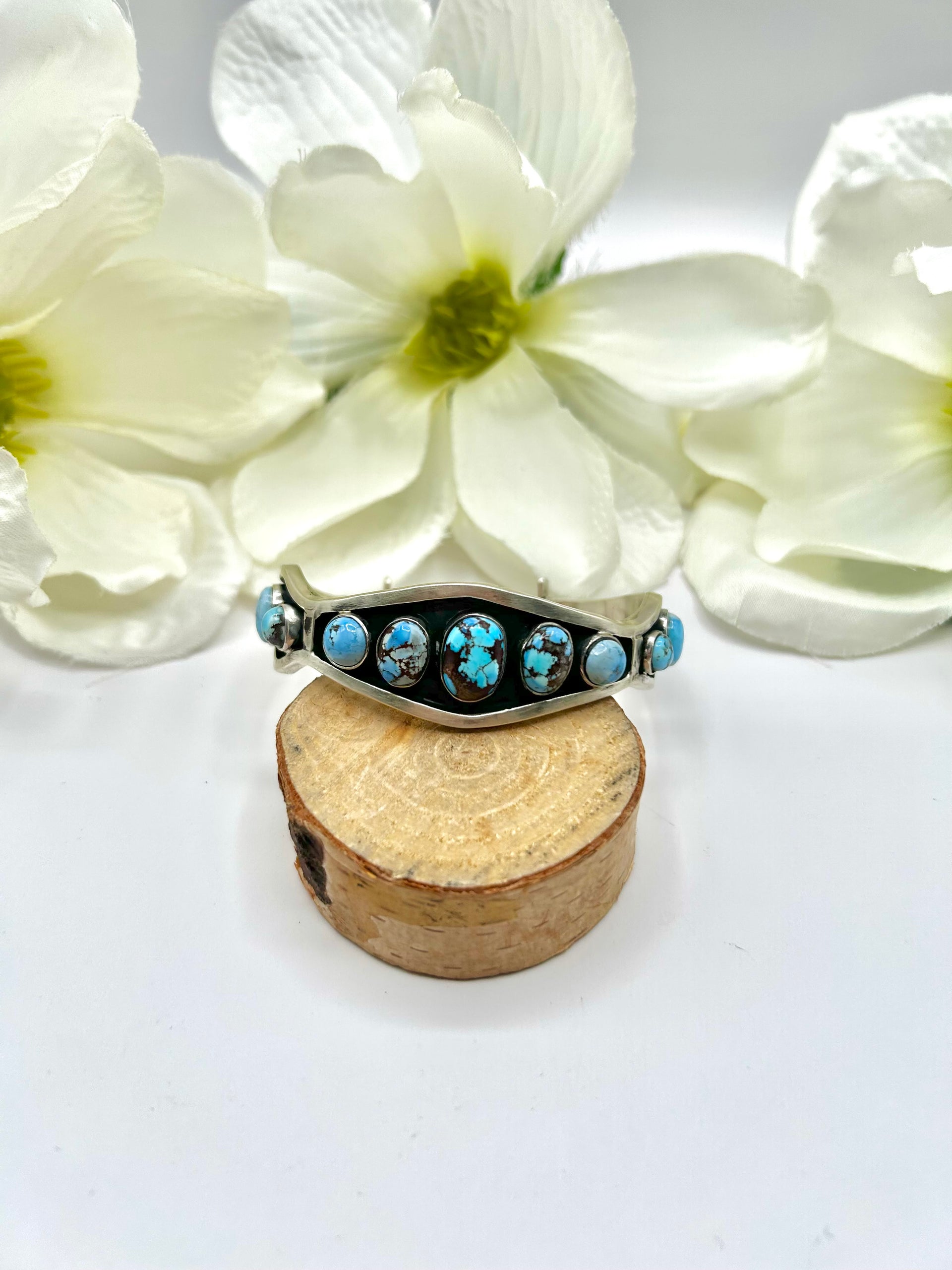 Harold Tahe Golden Hill Turquoise & Sterling Silver Cuff Bracelet