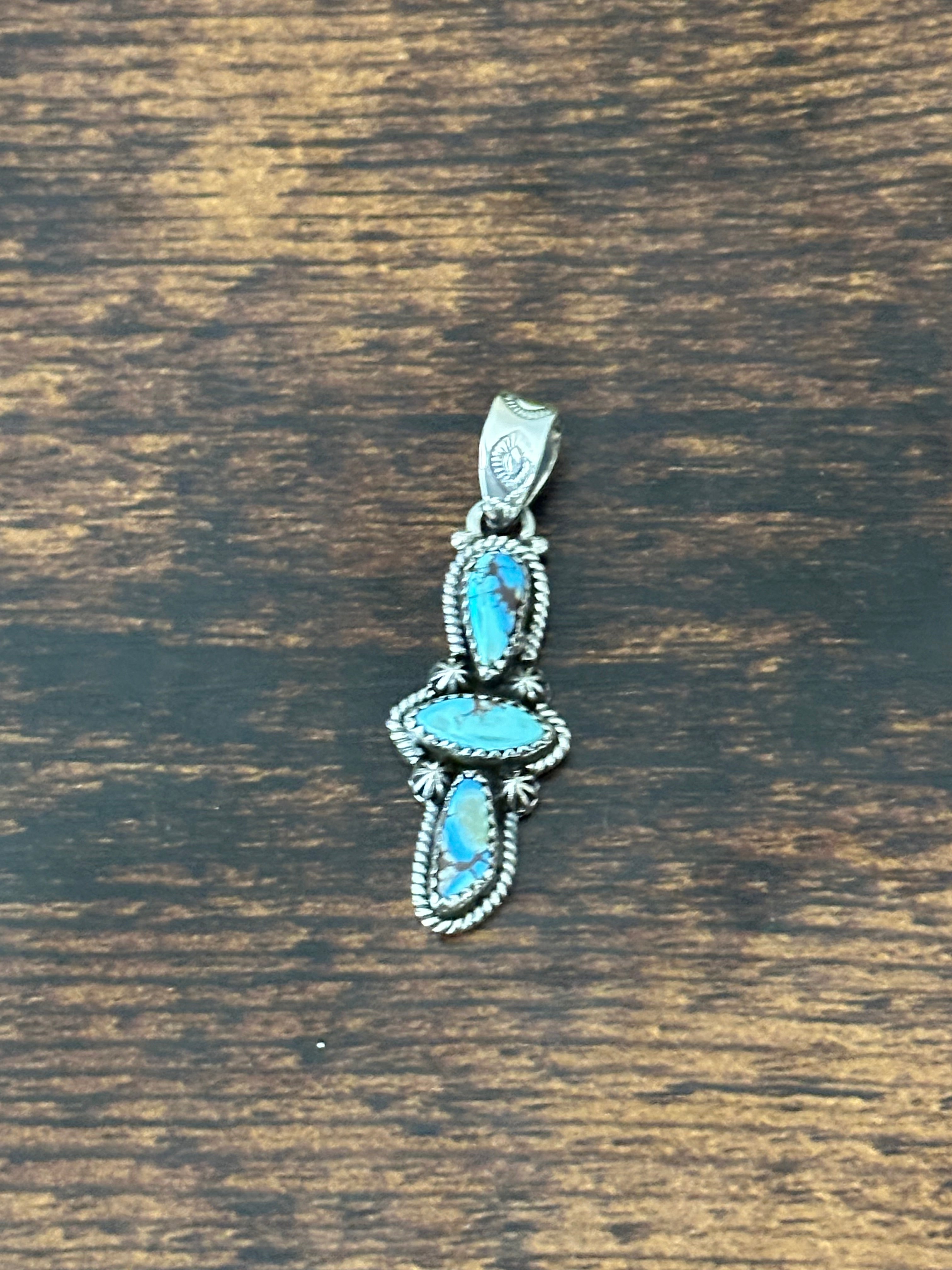 Southwest Handmade Golden Hills Turquoise & Sterling Silver Pendant