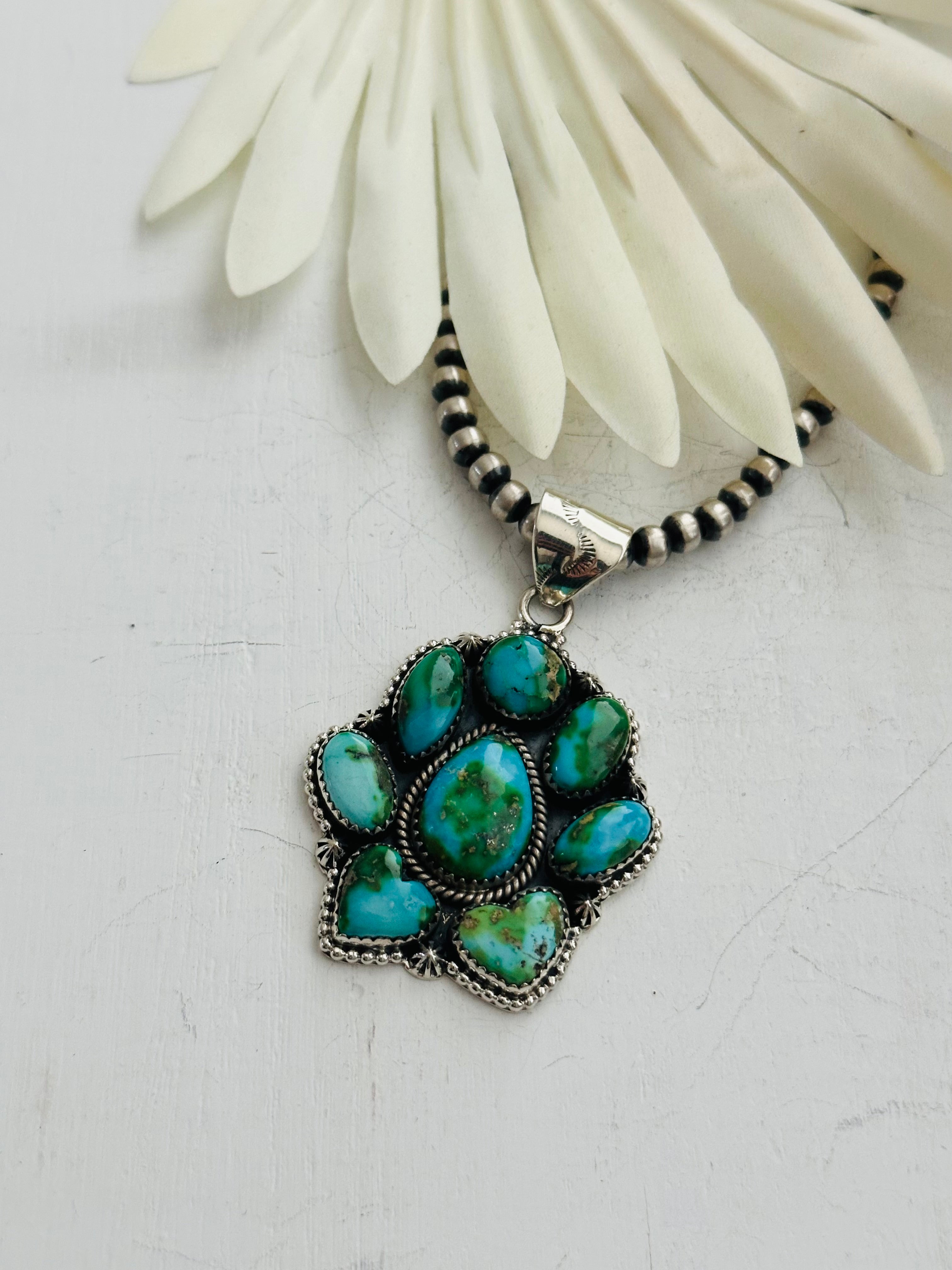 Southwest Handmade Sonoran Mountain Turquoise & Sterling Silver Pendant