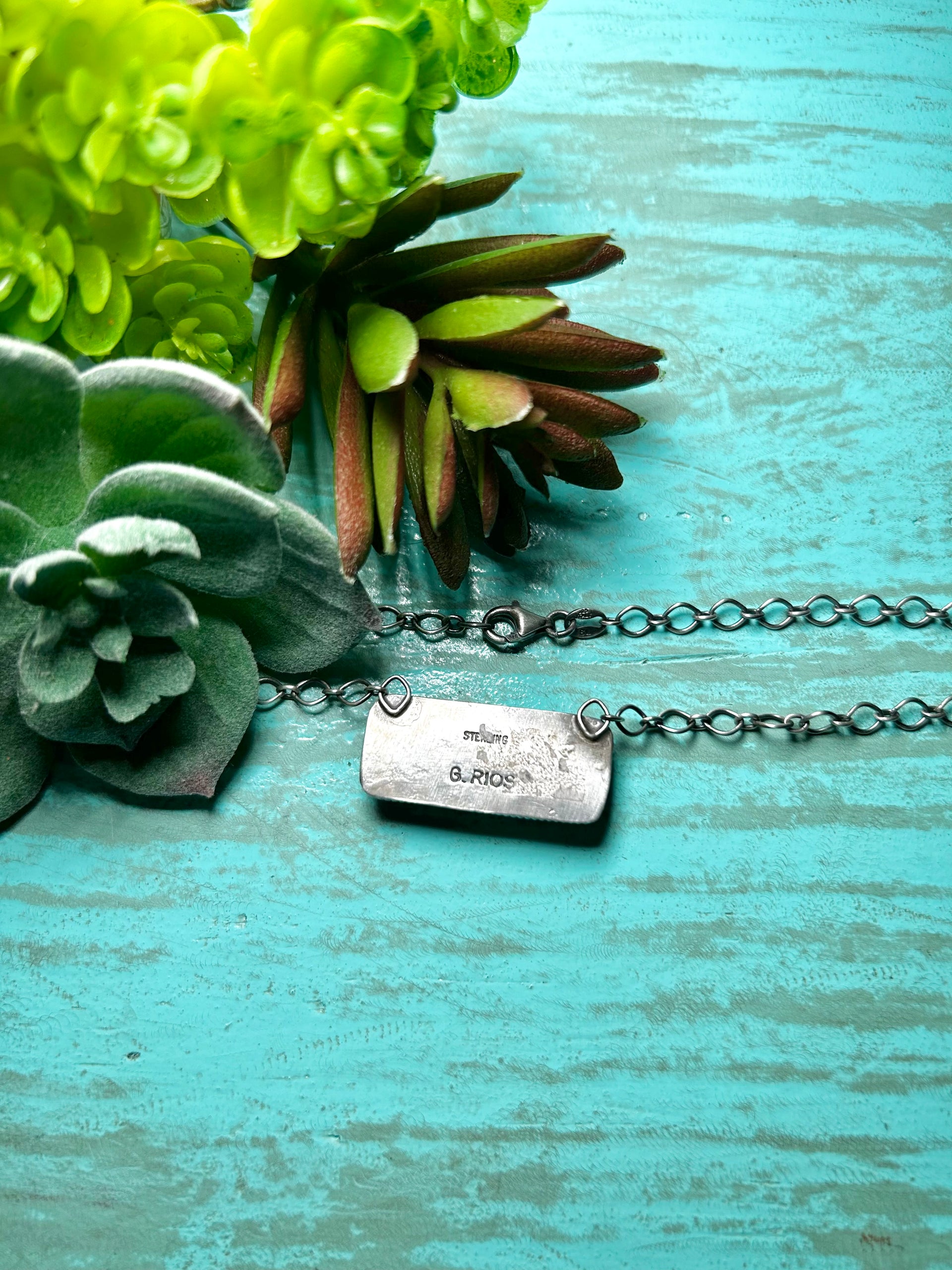 Navajo Made Rose Dahlia & Sterling Silver Necklace