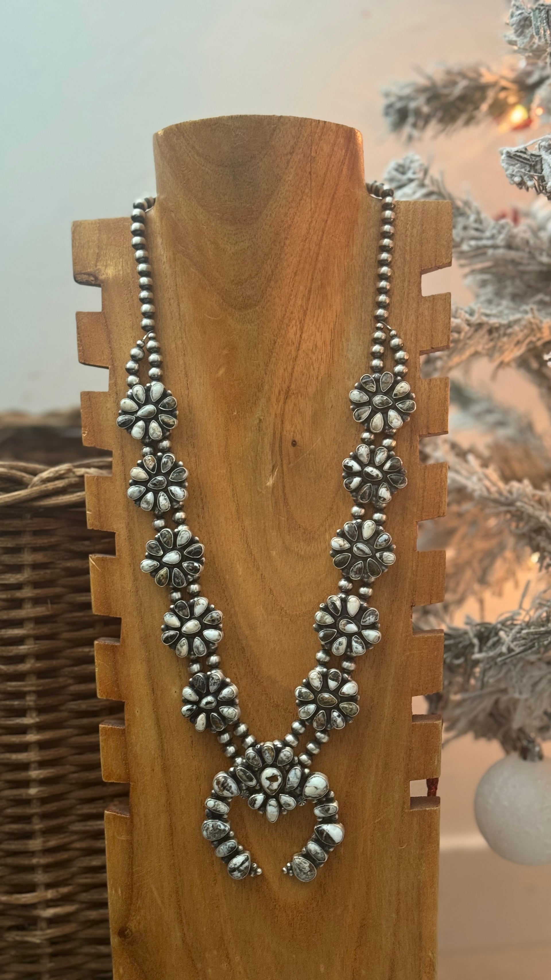 Travis J. White Buffalo & Sterling Silver Cluster Squash Necklace Set