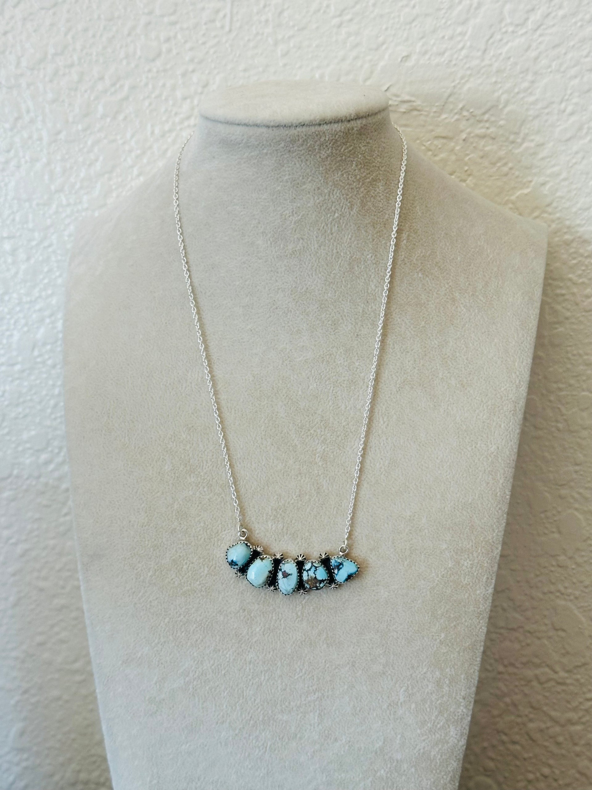 Southwest Handmade Golden Hills Turquoise & Sterling Silver Necklace