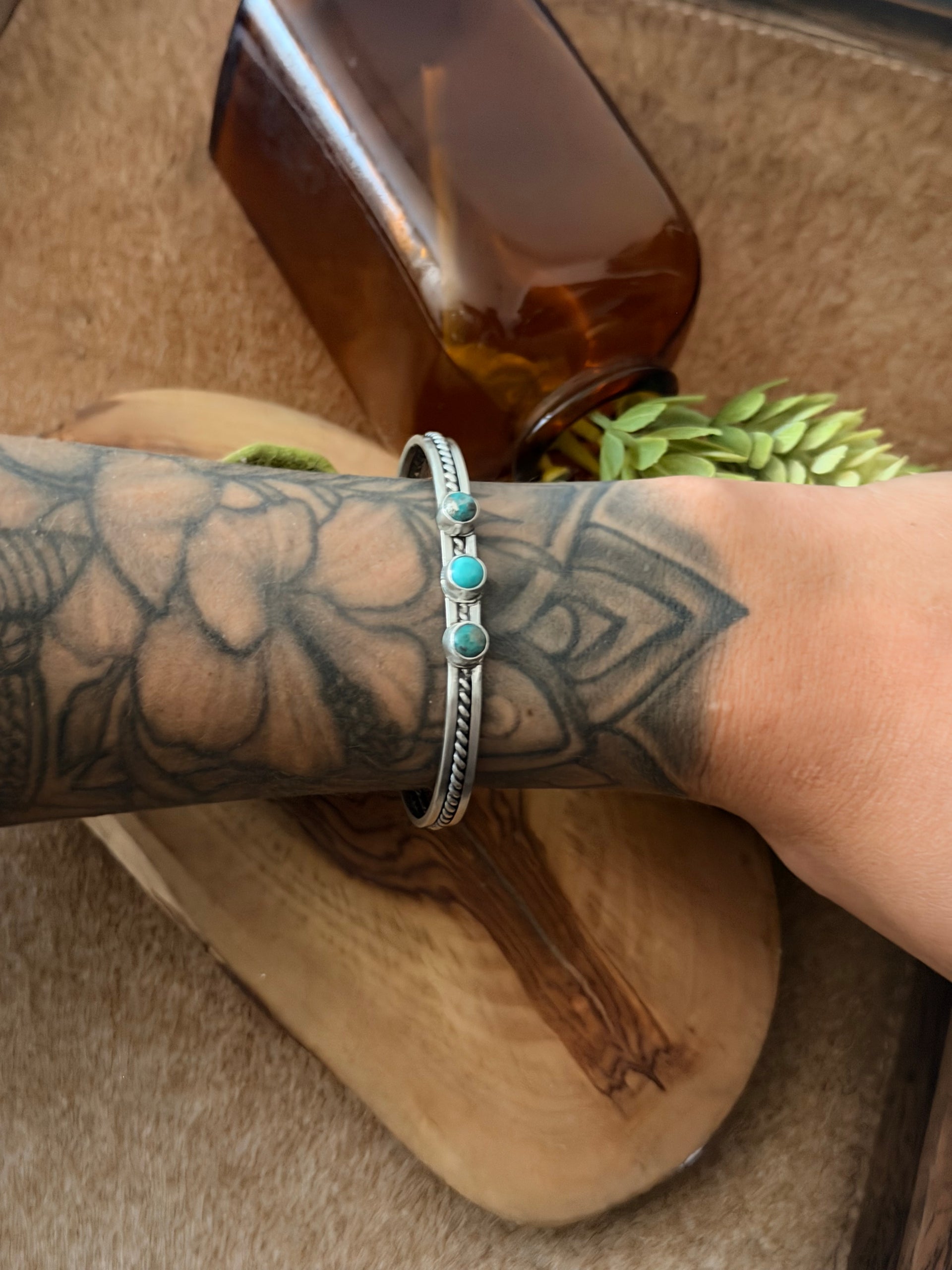 Junior Begay Kingman Turquoise & Sterling Silver Cuff Bracelet