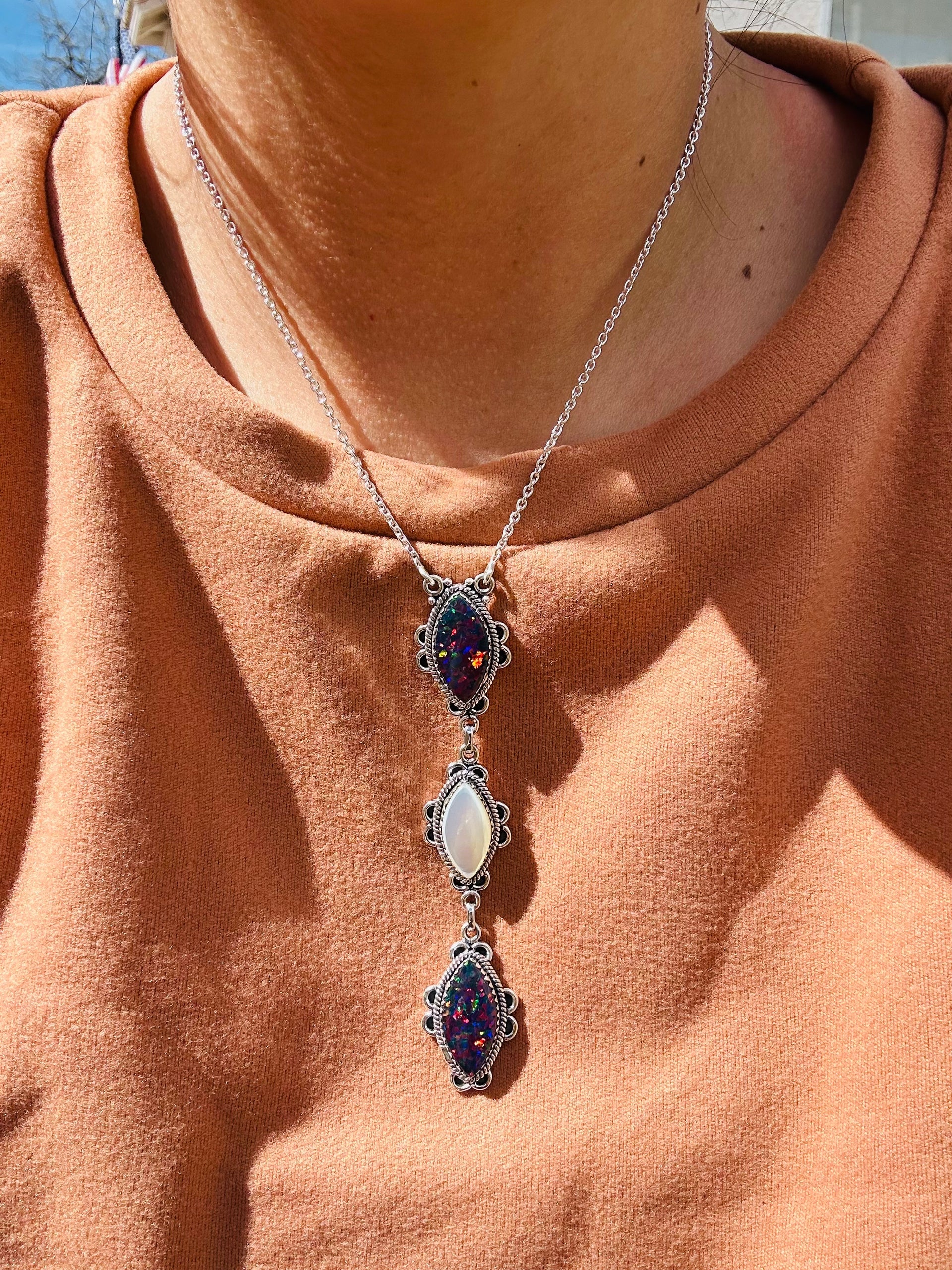 Southwest Handmade Multi Stone & Sterling Silver Necklace