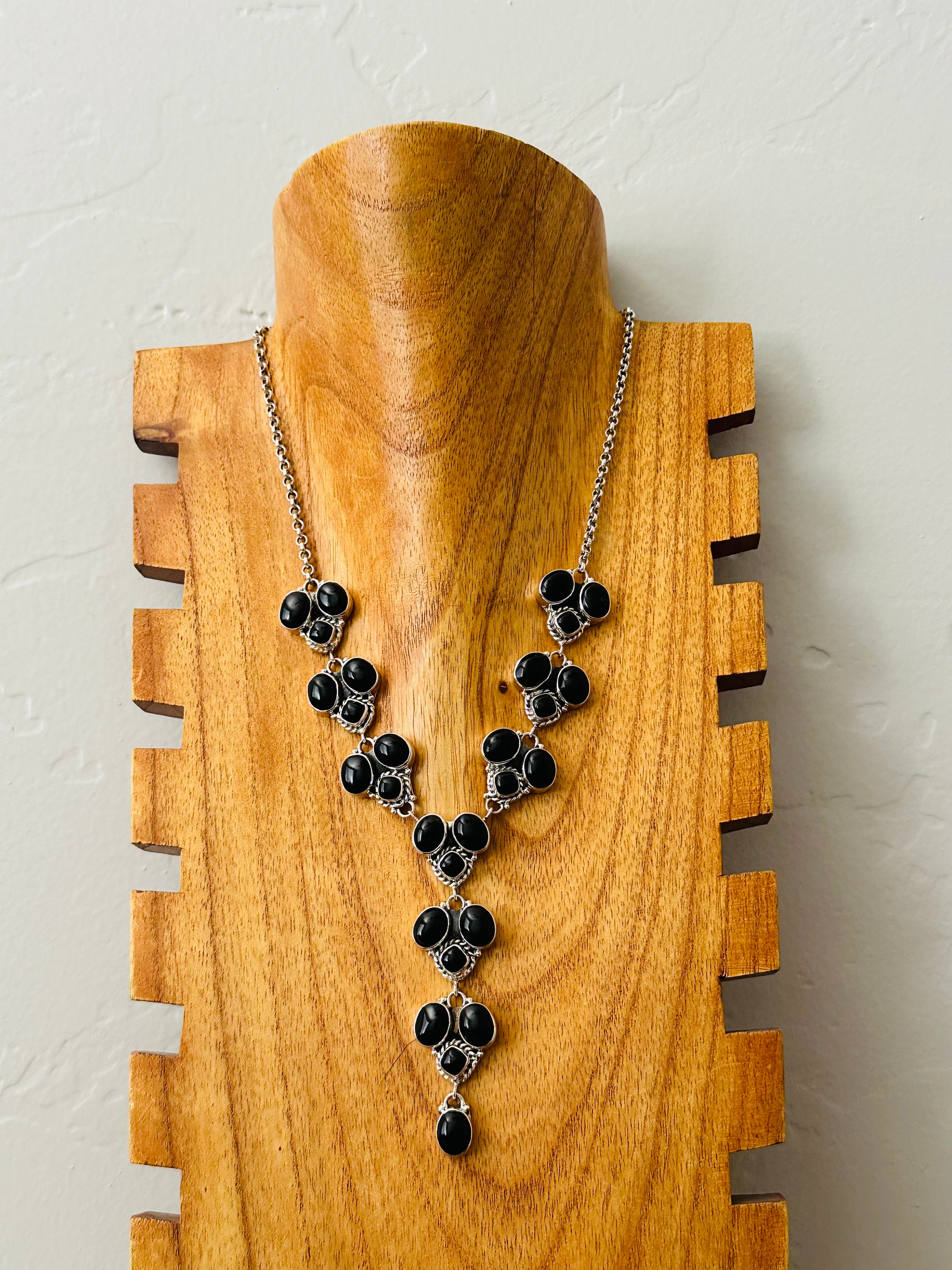 Southwest Made Onyx & Sterling Silver Necklace Set