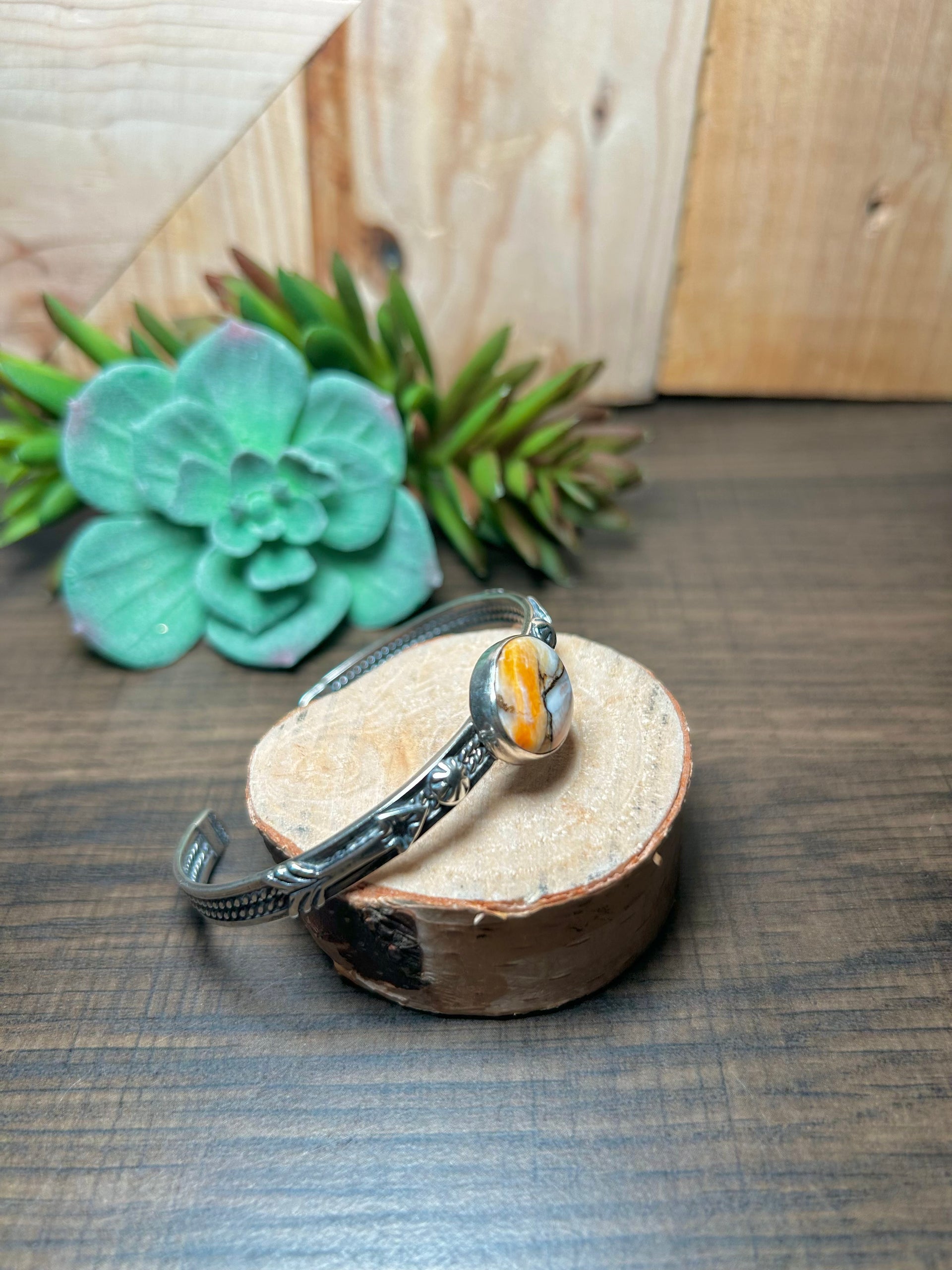 Navajo Made Mohave Turquoise & Sterling Silver Cuff Bracelet