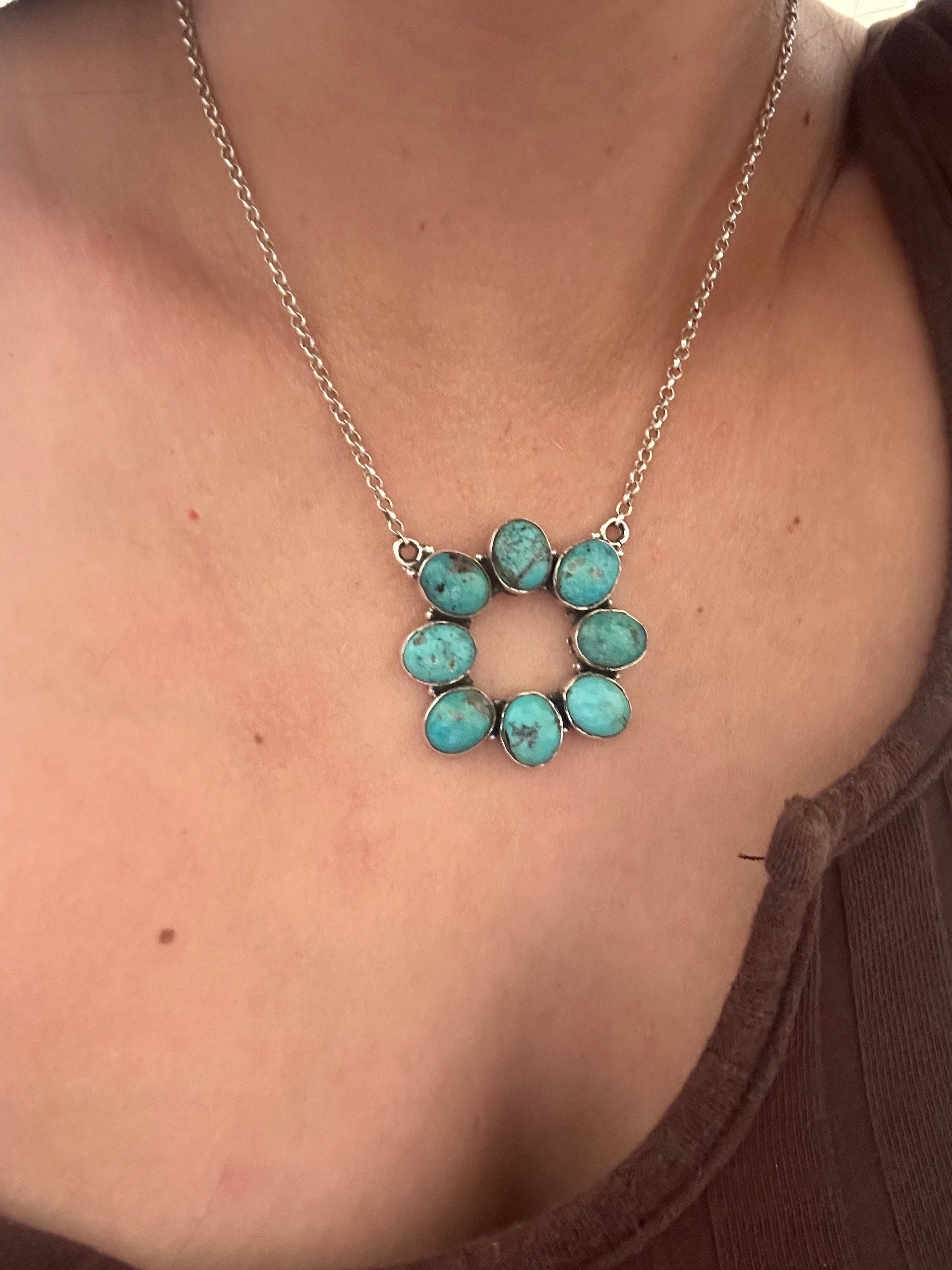 Southwest Made Kingman Turquoise & Sterling Silver Necklace