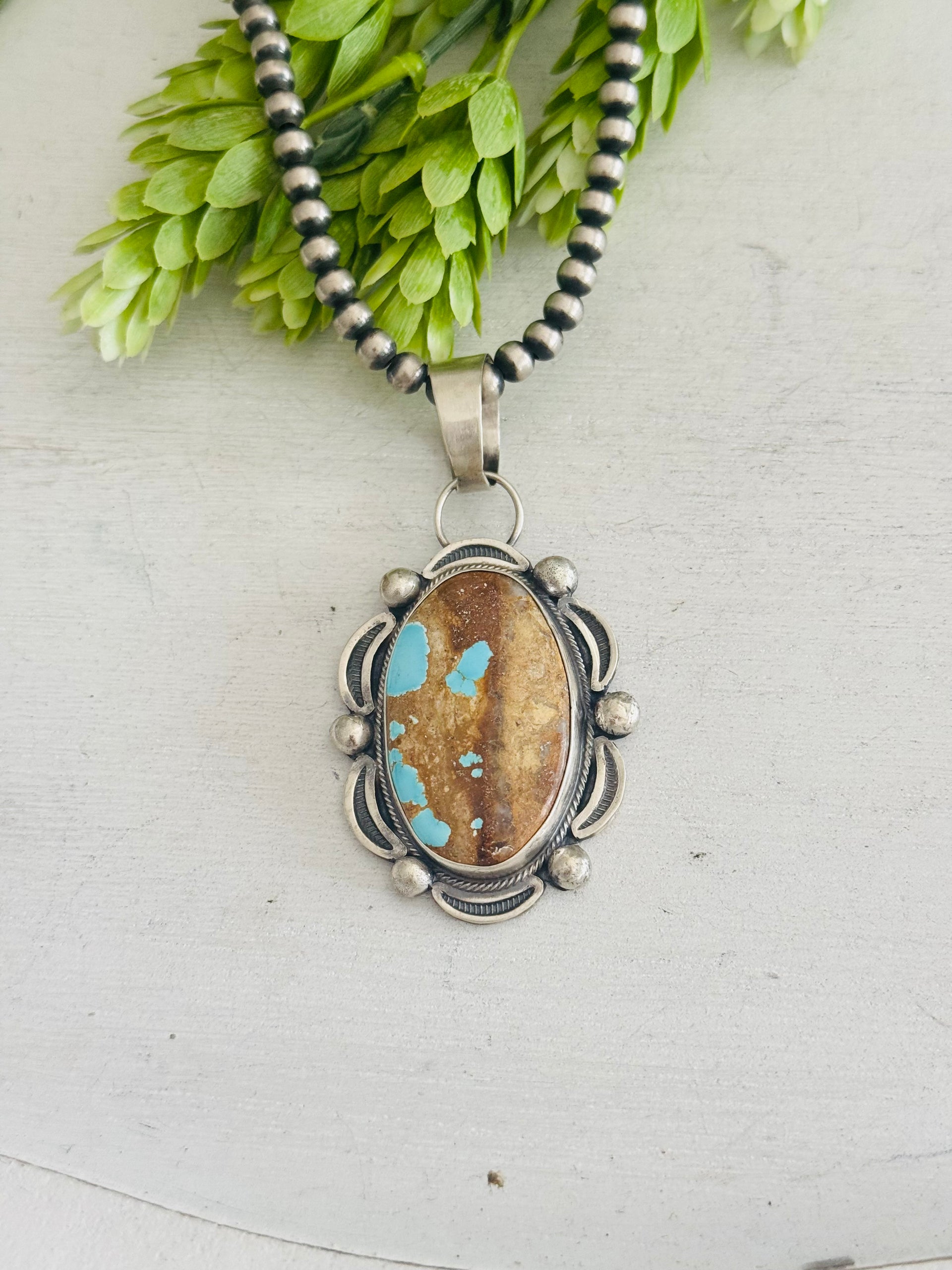 Navajo Made Royston Turquoise & Sterling Silver Pendant