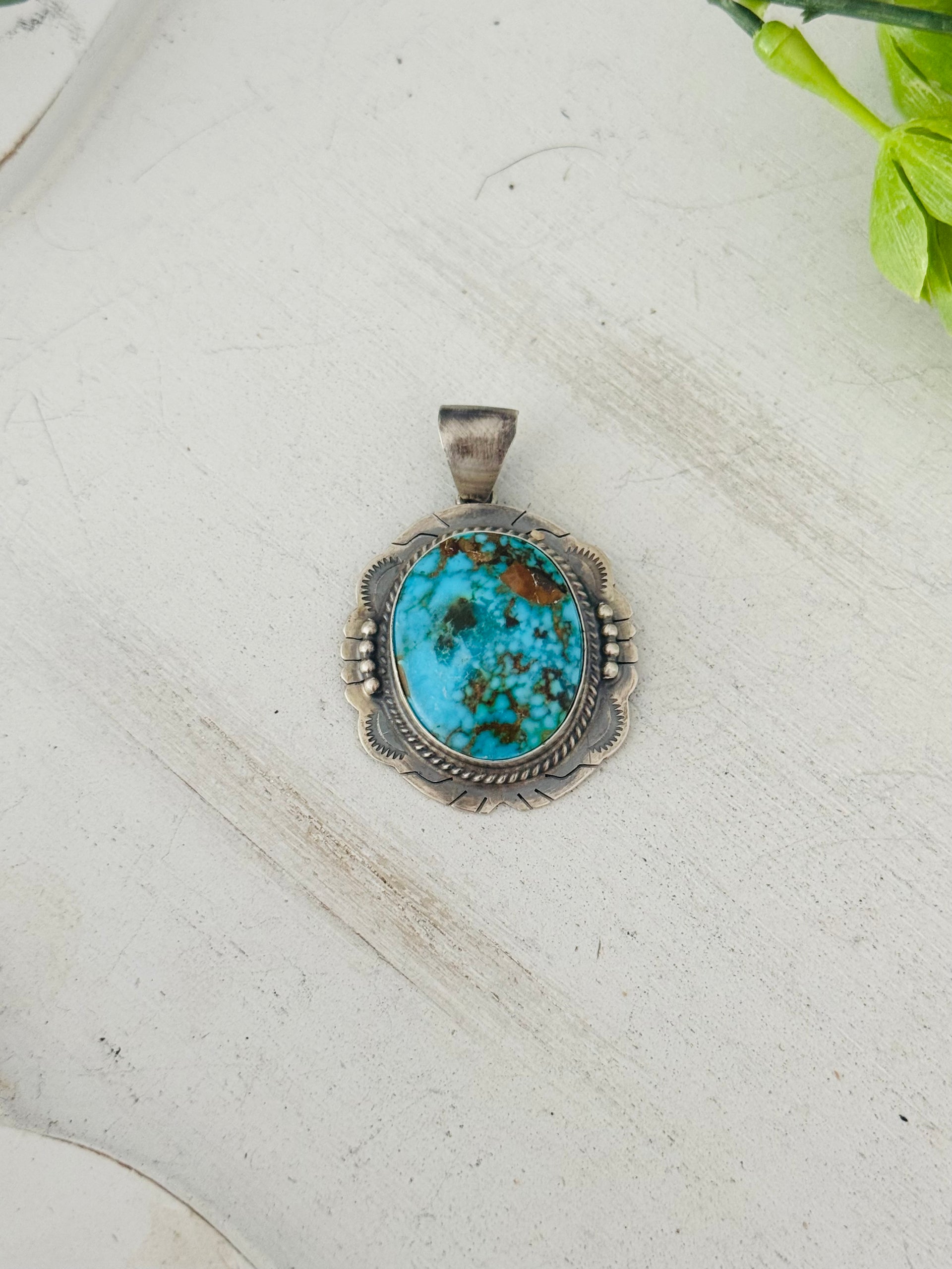 Jon Frank Birds Eye Kingman & Sterling Silver Pendant