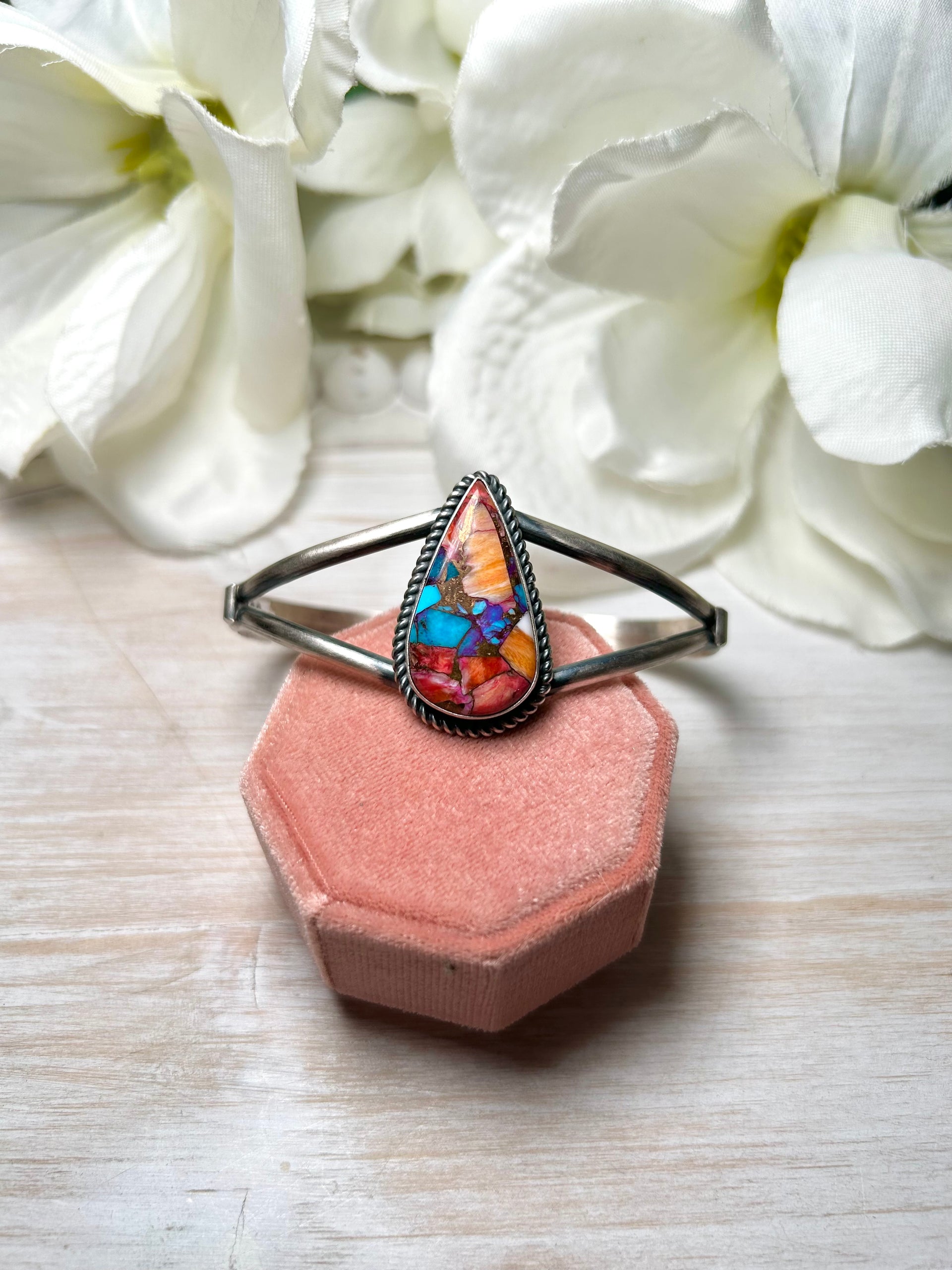 Navajo Made Mohave Turquoise & Sterling Silver Cuff Bracelet