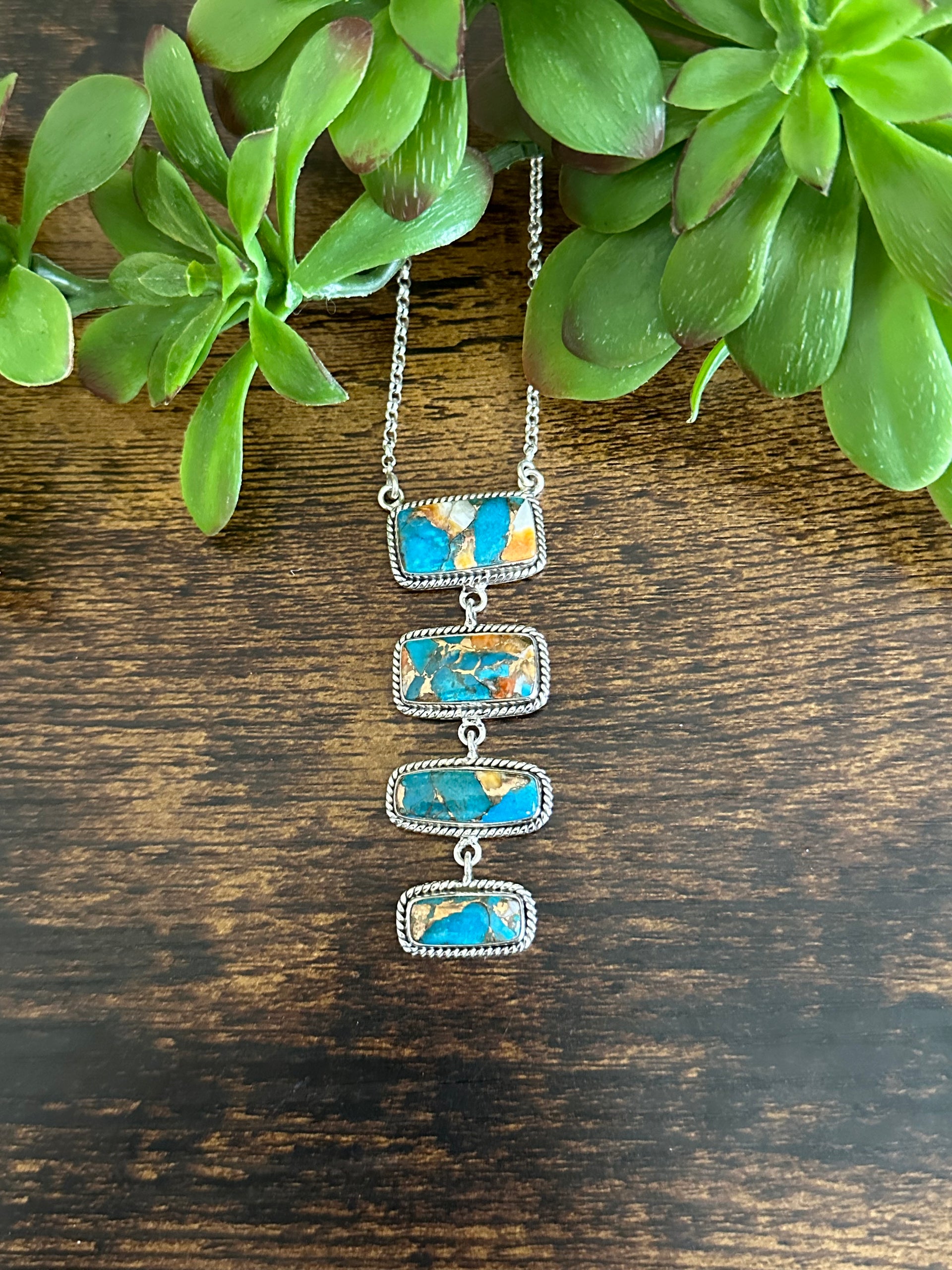 Southwest Made Mohave Turquoise & Sterling Silver Necklace