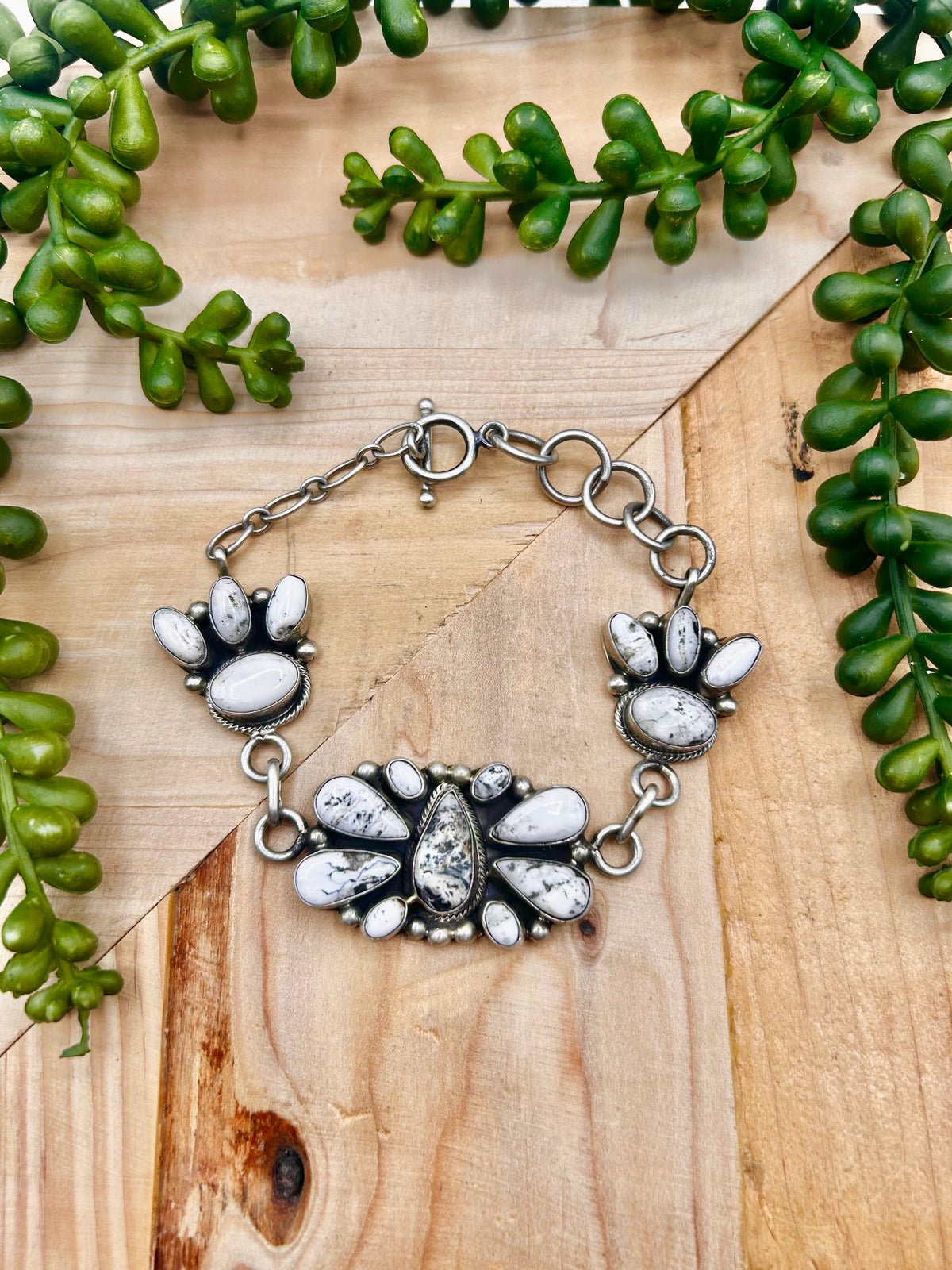 Sheila Becenti White Buffalo & Sterling Silver Link Bracelet