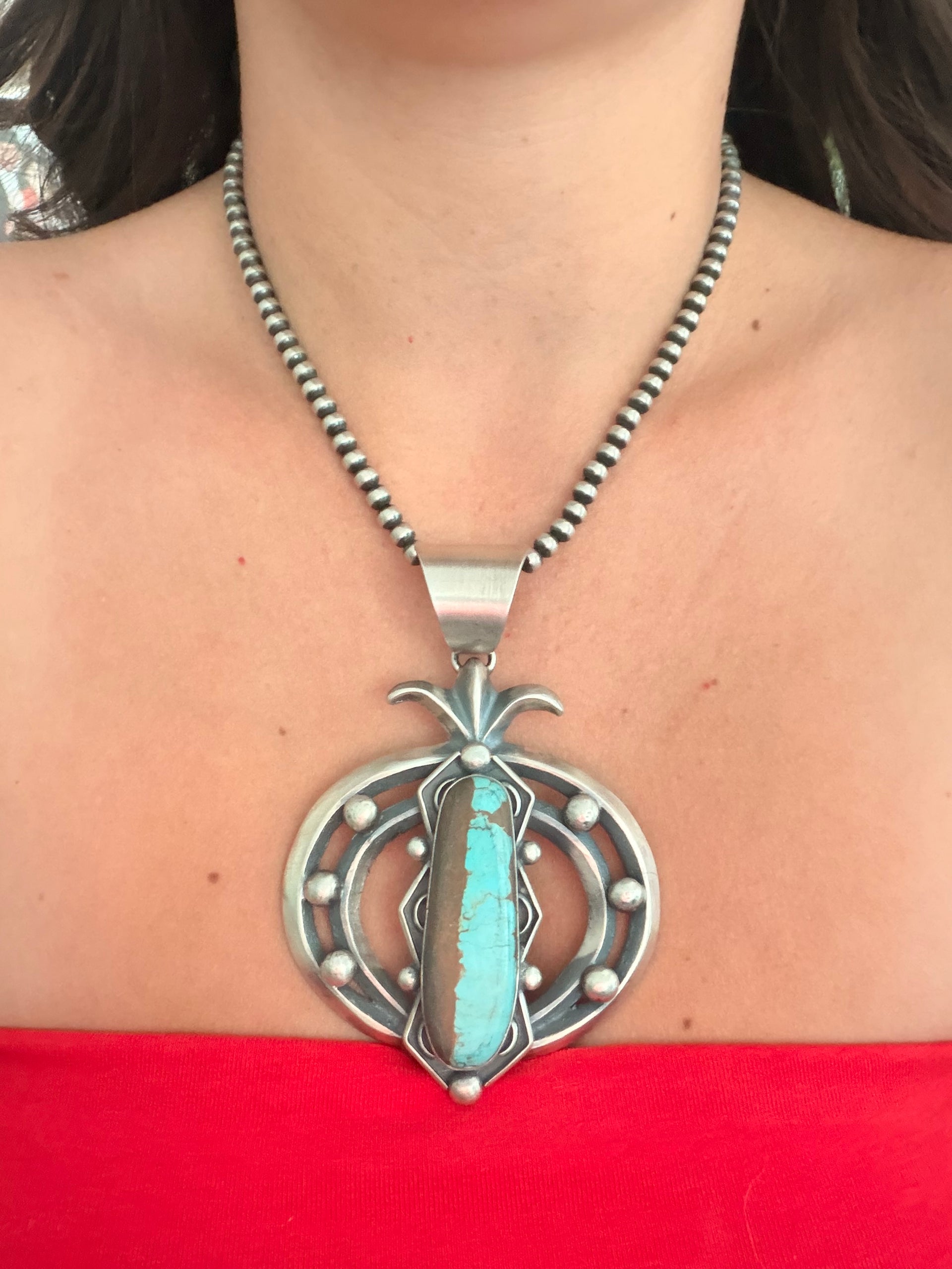 Chimney Butte Mine 8 Turquoise & Sterling Silver Naja Pendant