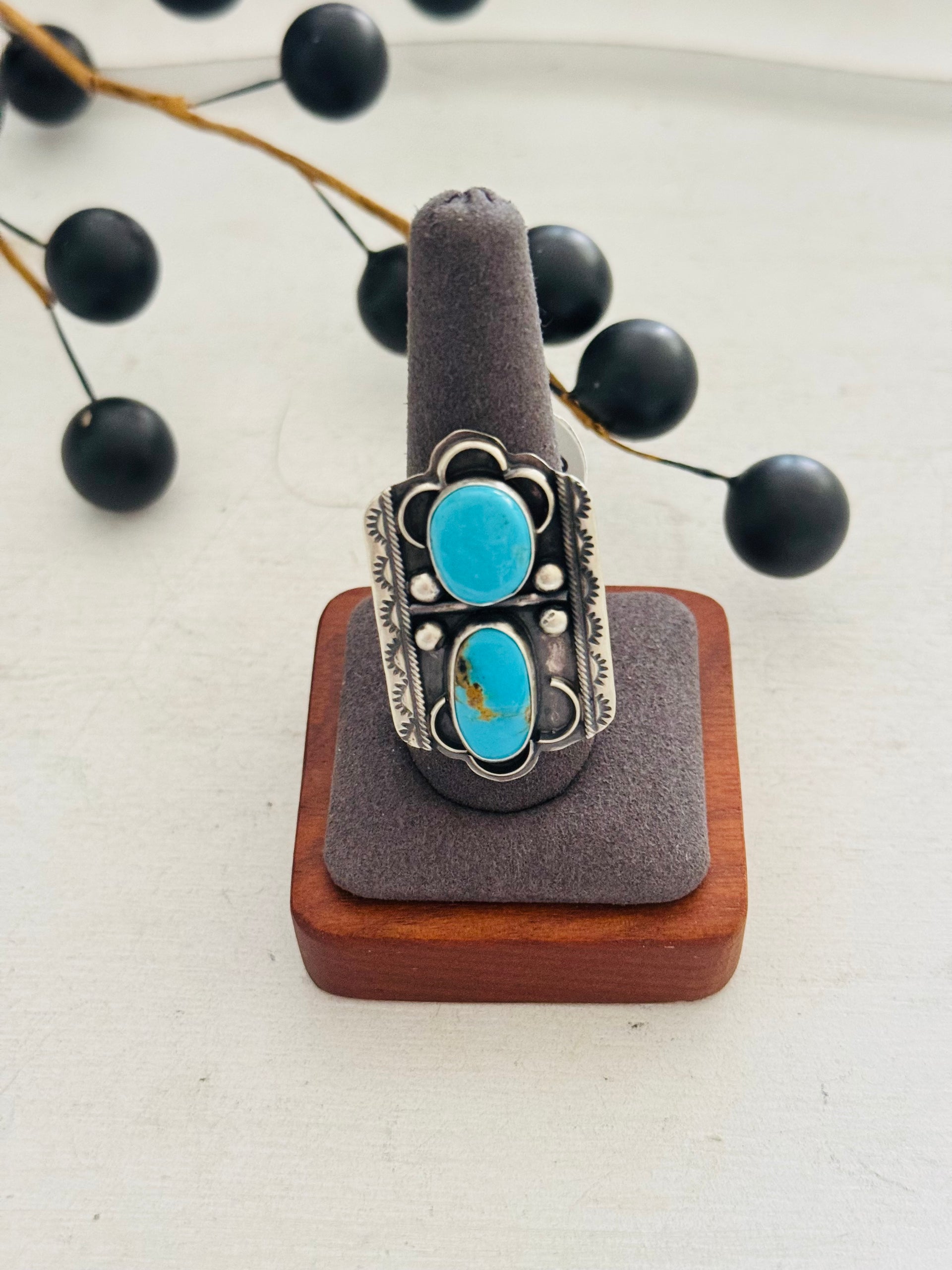 Danny Henio Kingman Turquoise & Sterling Silver Ring Size 10.25