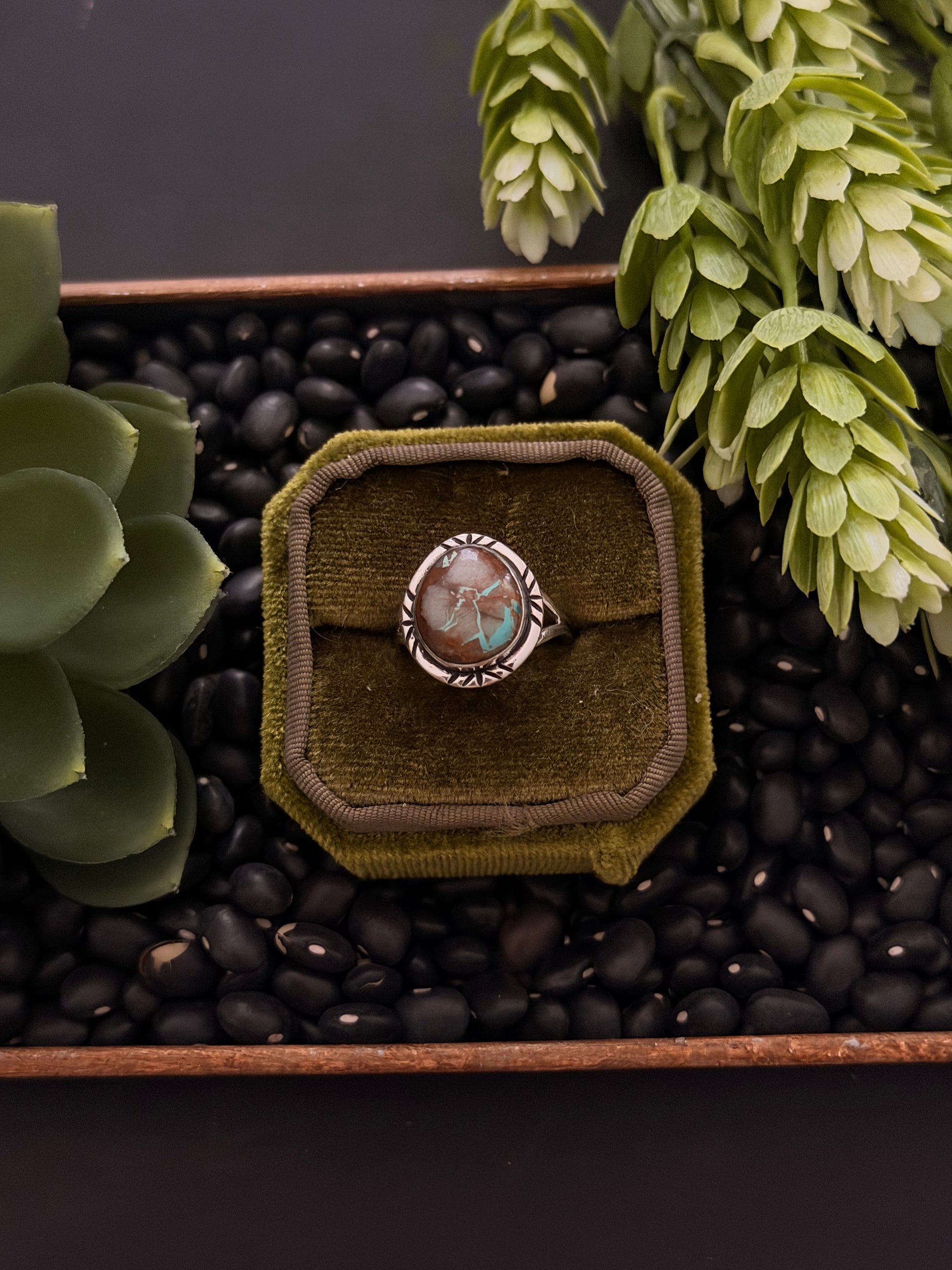 Navajo Made Royston Turquoise & Sterling Silver Ring Size 7.25