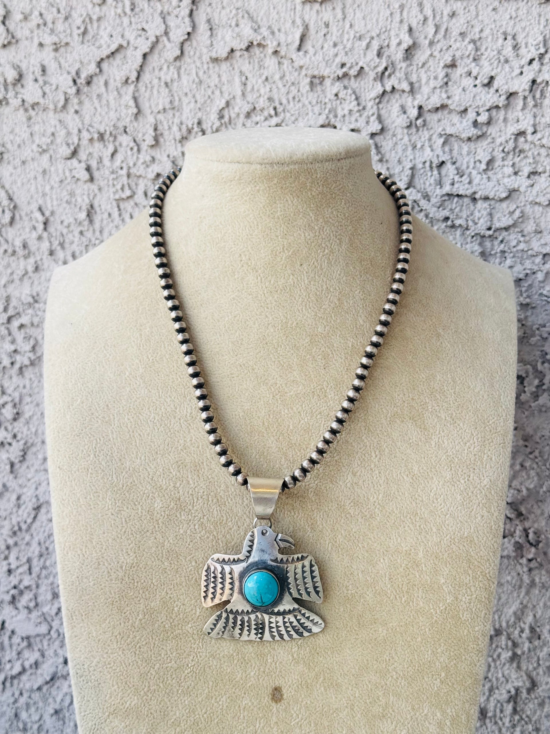 Chimney Butte Turquoise & Sterling Silver Thunderbird Pendant