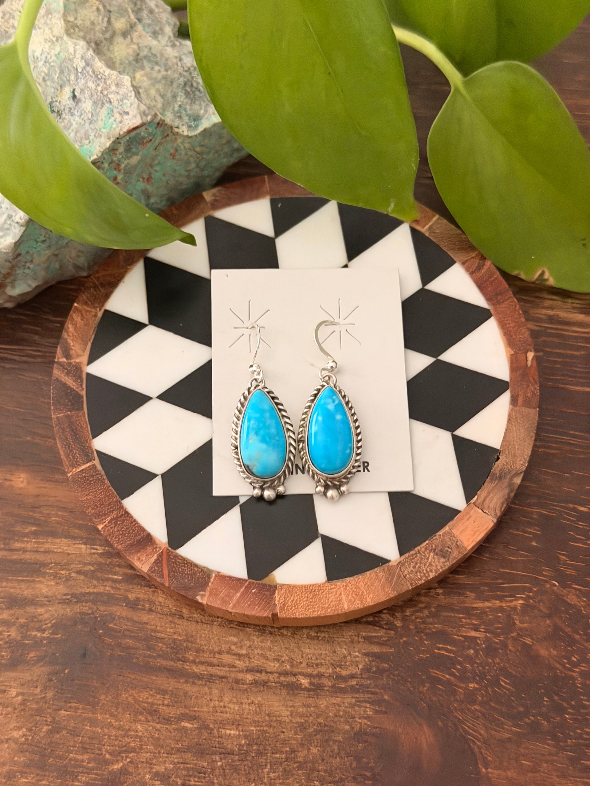 Trish Largo Kingman Turquoise & Sterling Silver Dangle Earrings