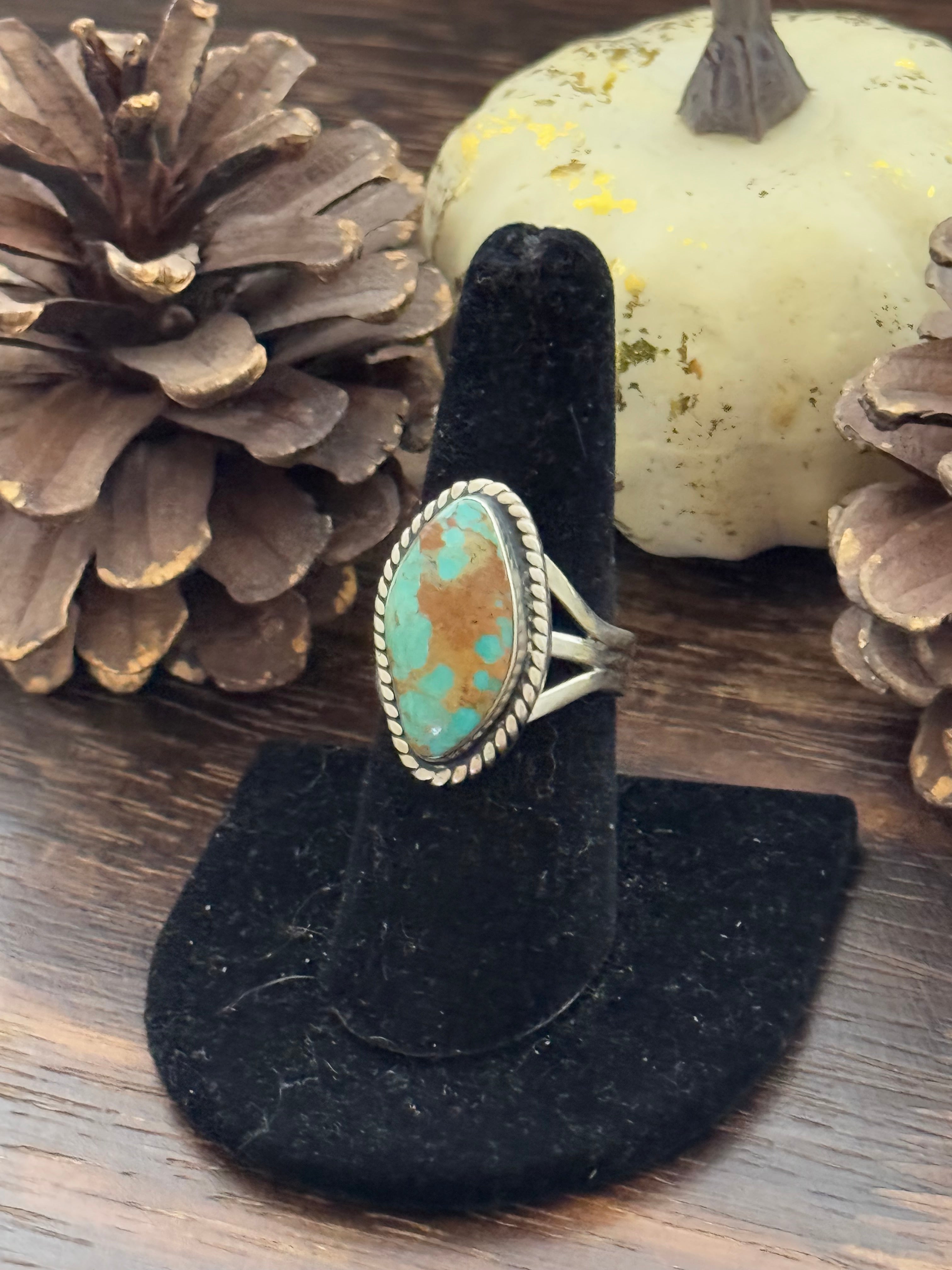 Navajo Made Royston Turquoise and Sterling Silver Ring Size 7.5